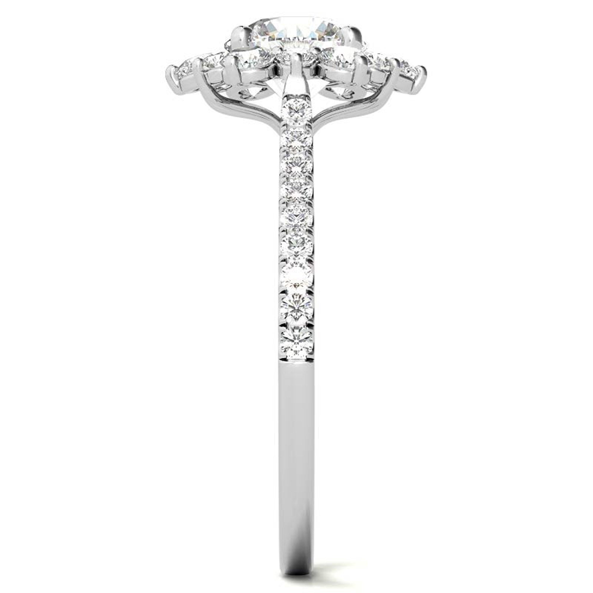 White Gold Floral Halo Stackable Ring Set
