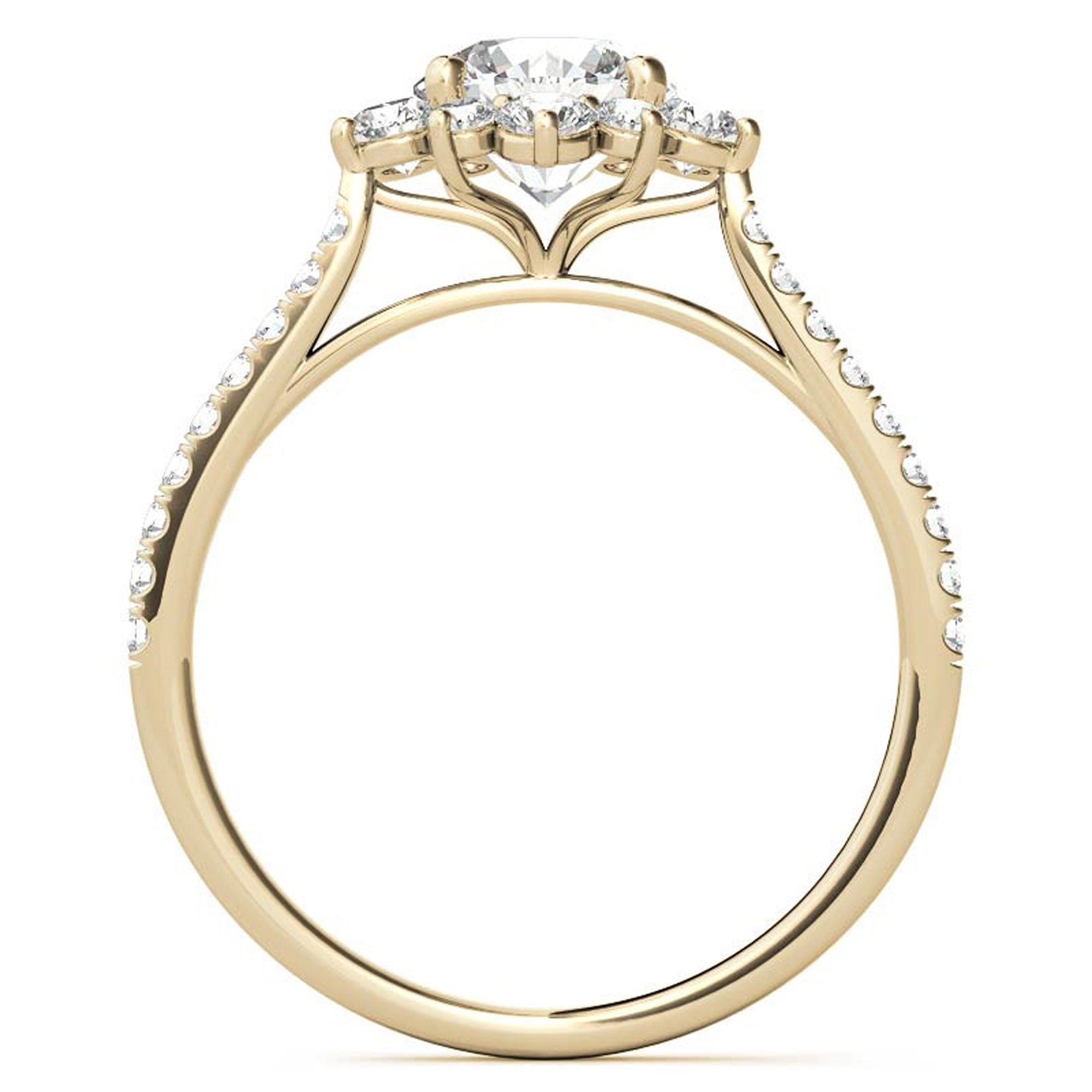 Yellow Gold Floral Halo Stackable Ring Set