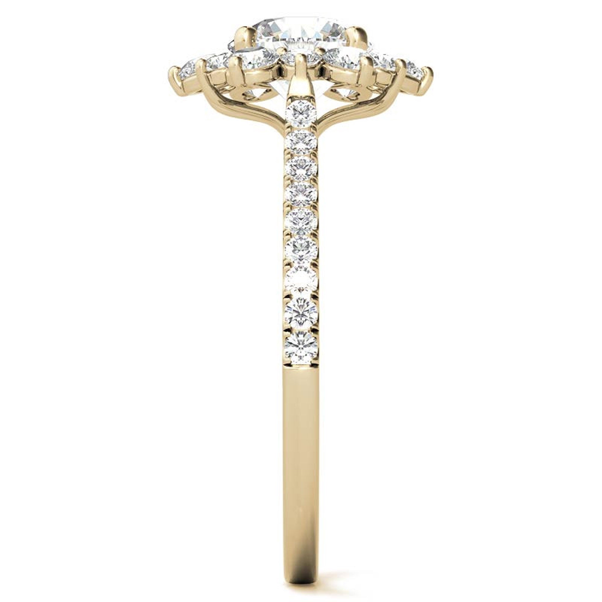 Yellow Gold Floral Halo Stackable Ring Set