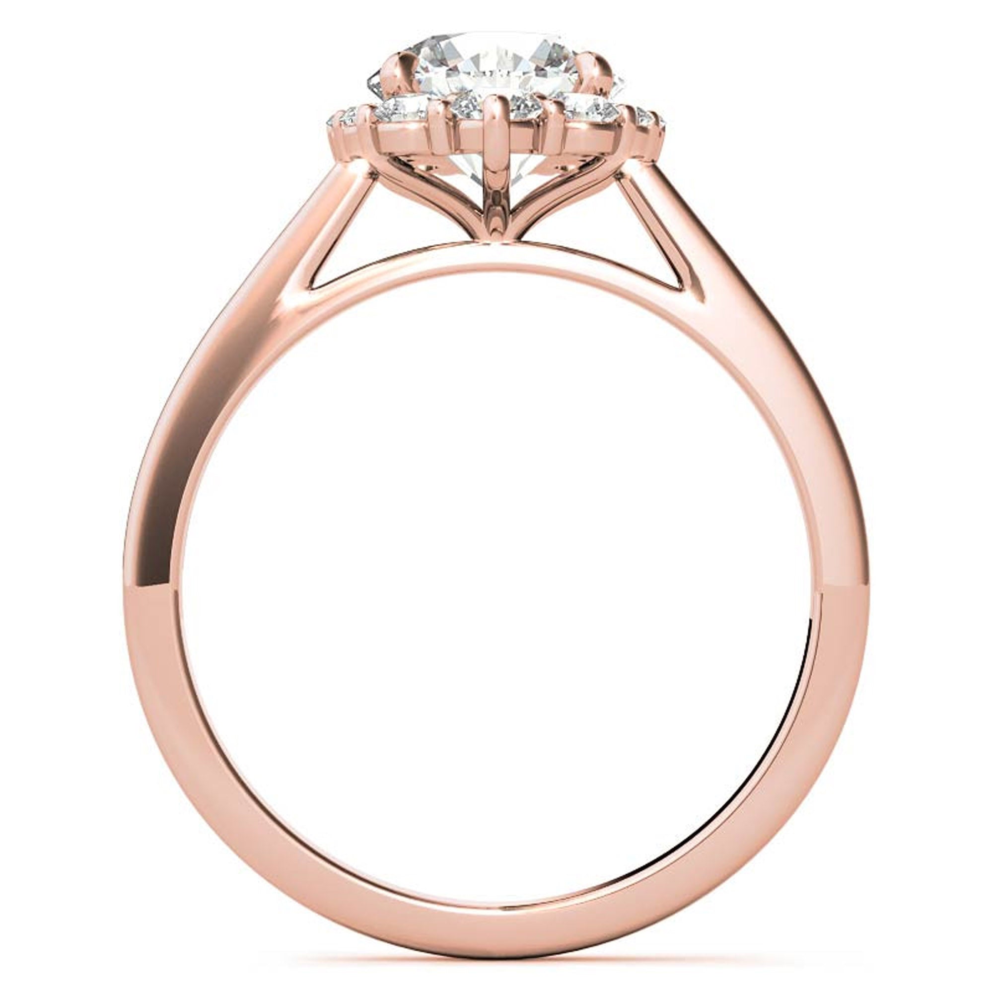 Elegant Halo Diamond Ring in Rose Gold Plating
