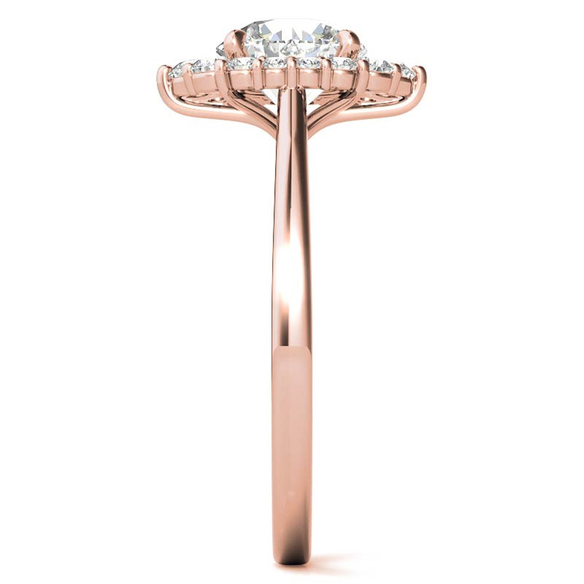 Elegant Halo Diamond Ring in Rose Gold Plating