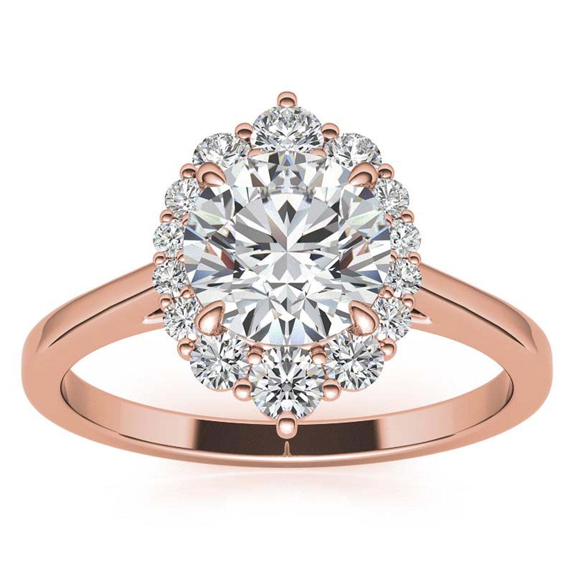 Elegant Halo Diamond Ring in Rose Gold Plating