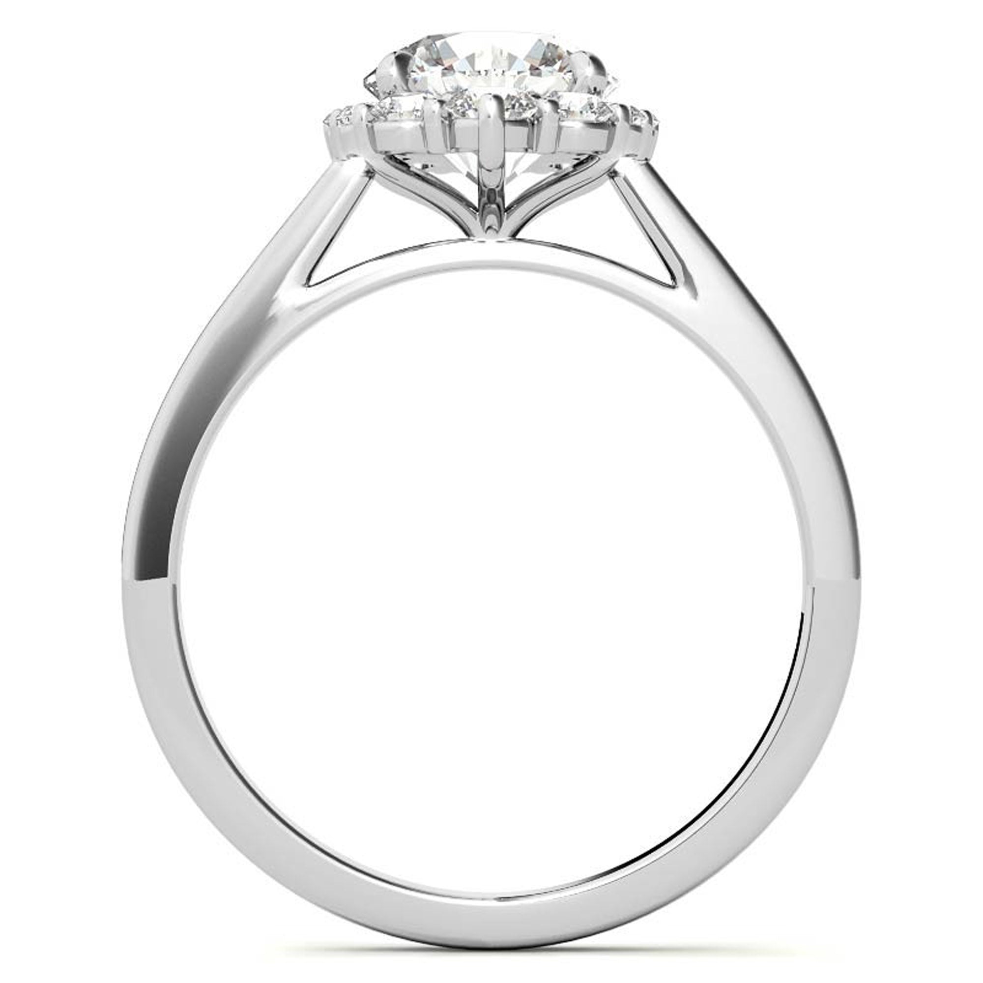 Elegant Halo Diamond Ring in White Gold Plating