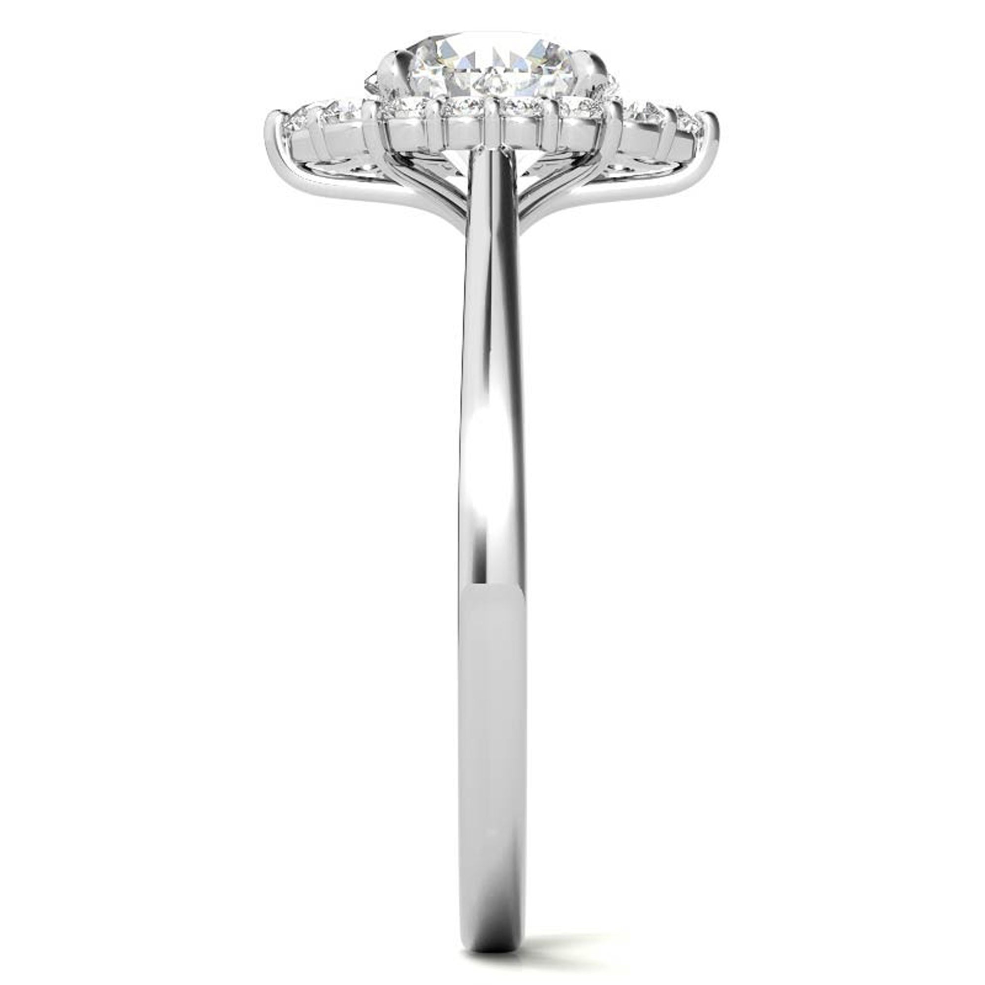 Elegant Halo Diamond Ring in White Gold Plating