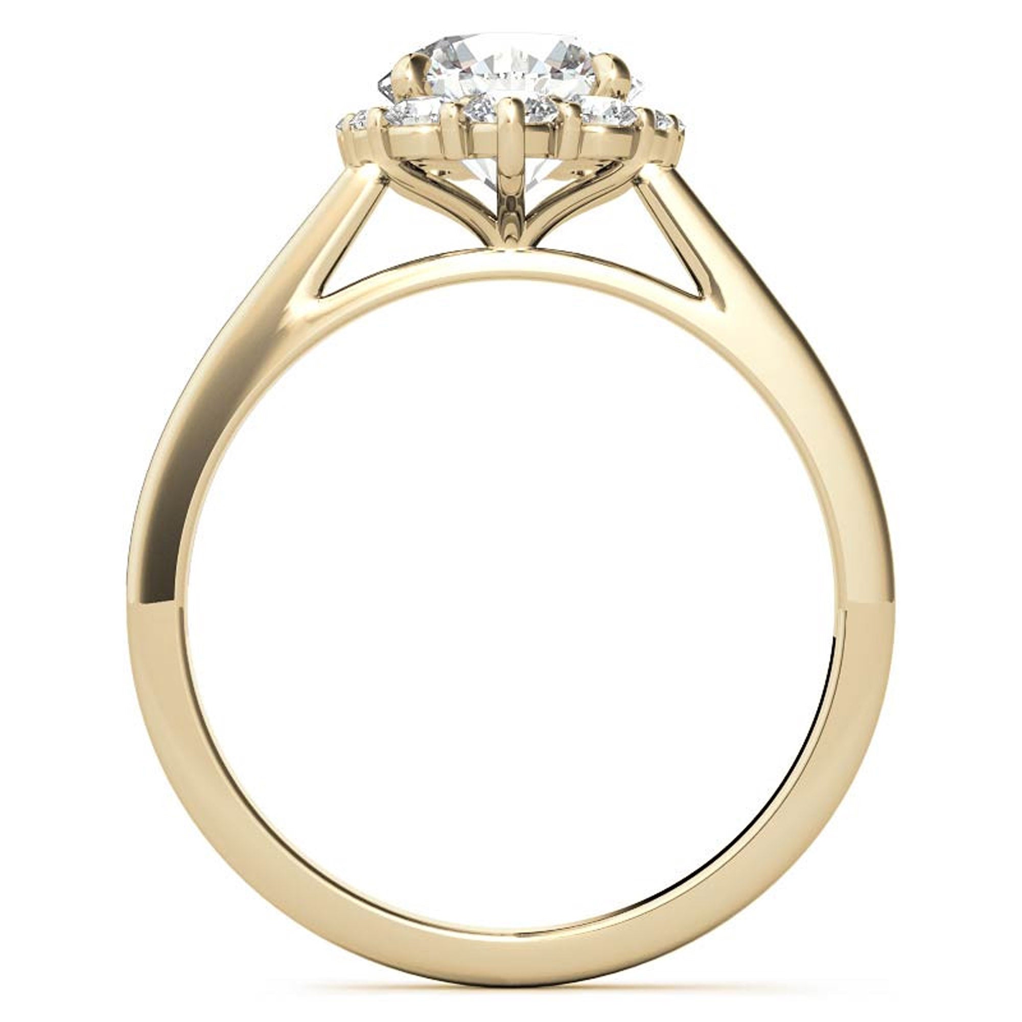 Elegant Halo Diamond Ring in Yellow Gold Plating