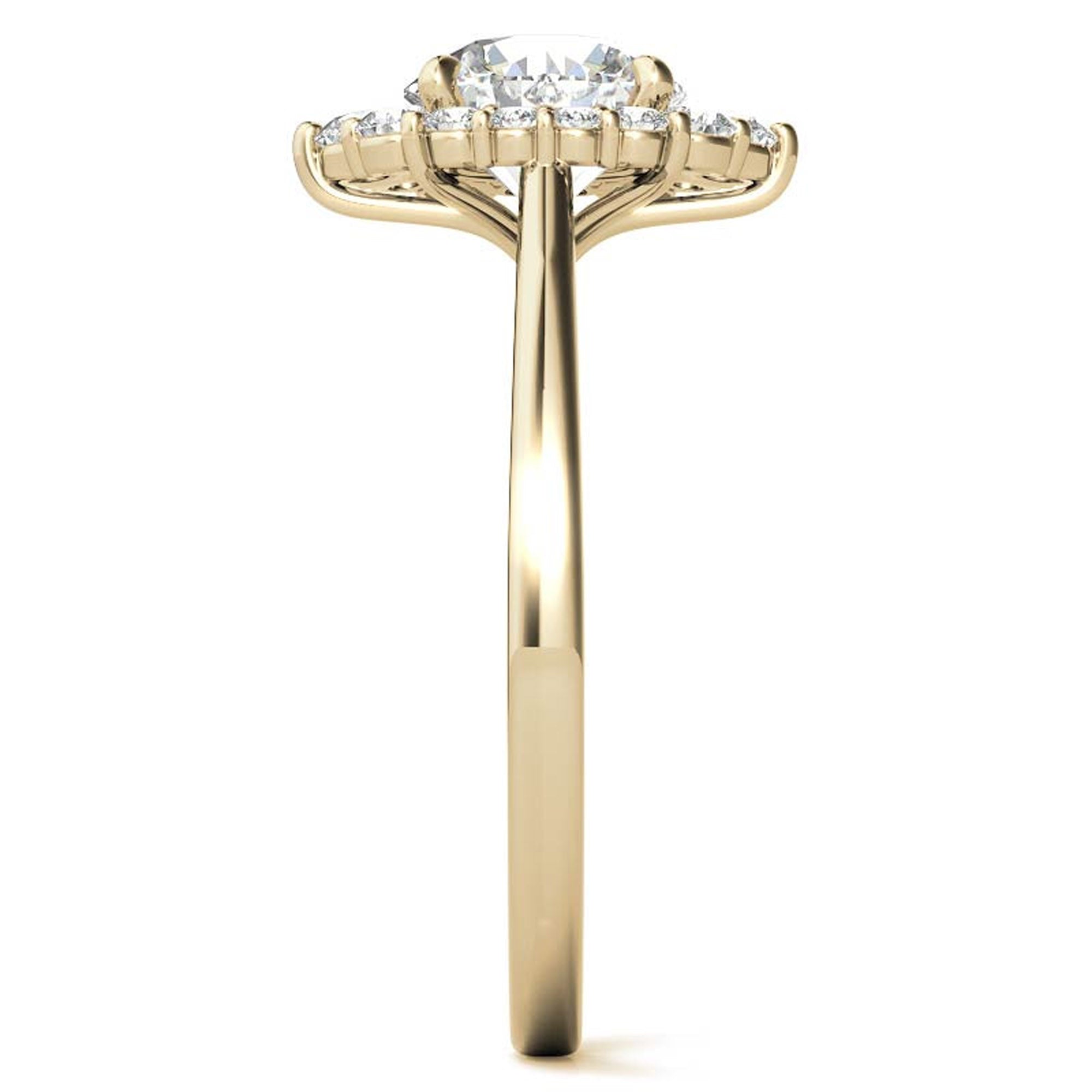 Elegant Halo Diamond Ring in Yellow Gold Plating