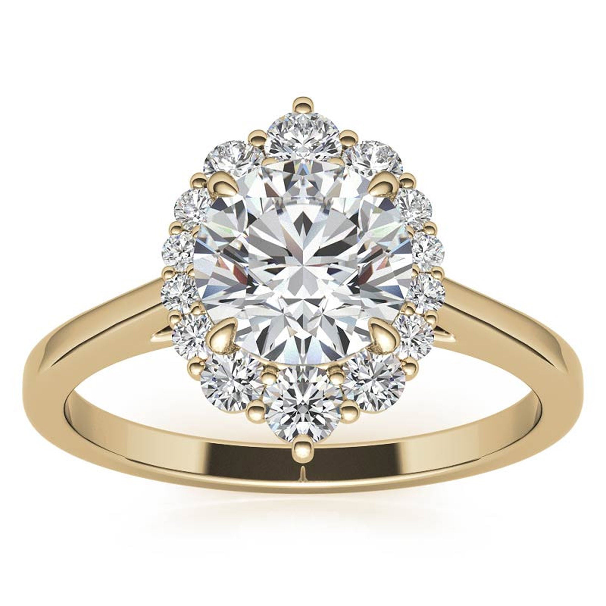 Elegant Halo Diamond Ring in Yellow Gold Plating