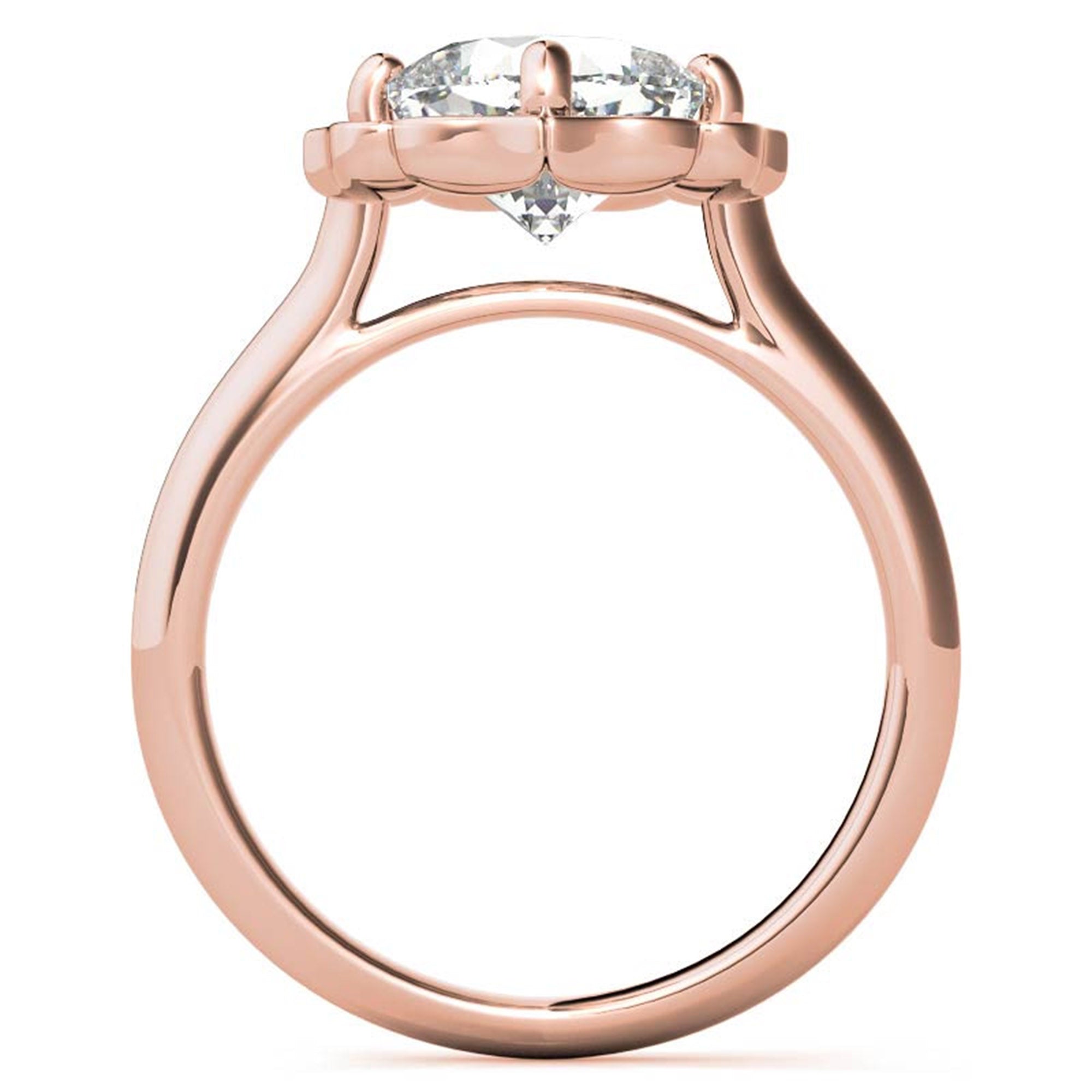 Adjustable Sterling Silver Elegant Rose Gold Floral Halo Diamond Engagement Ring For Women