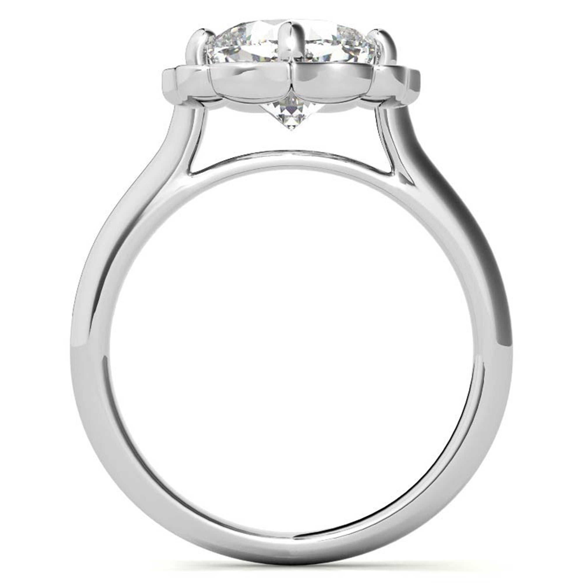 Adjustable Sterling Silver Elegant White Gold Floral Halo Diamond Engagement Ring For Women