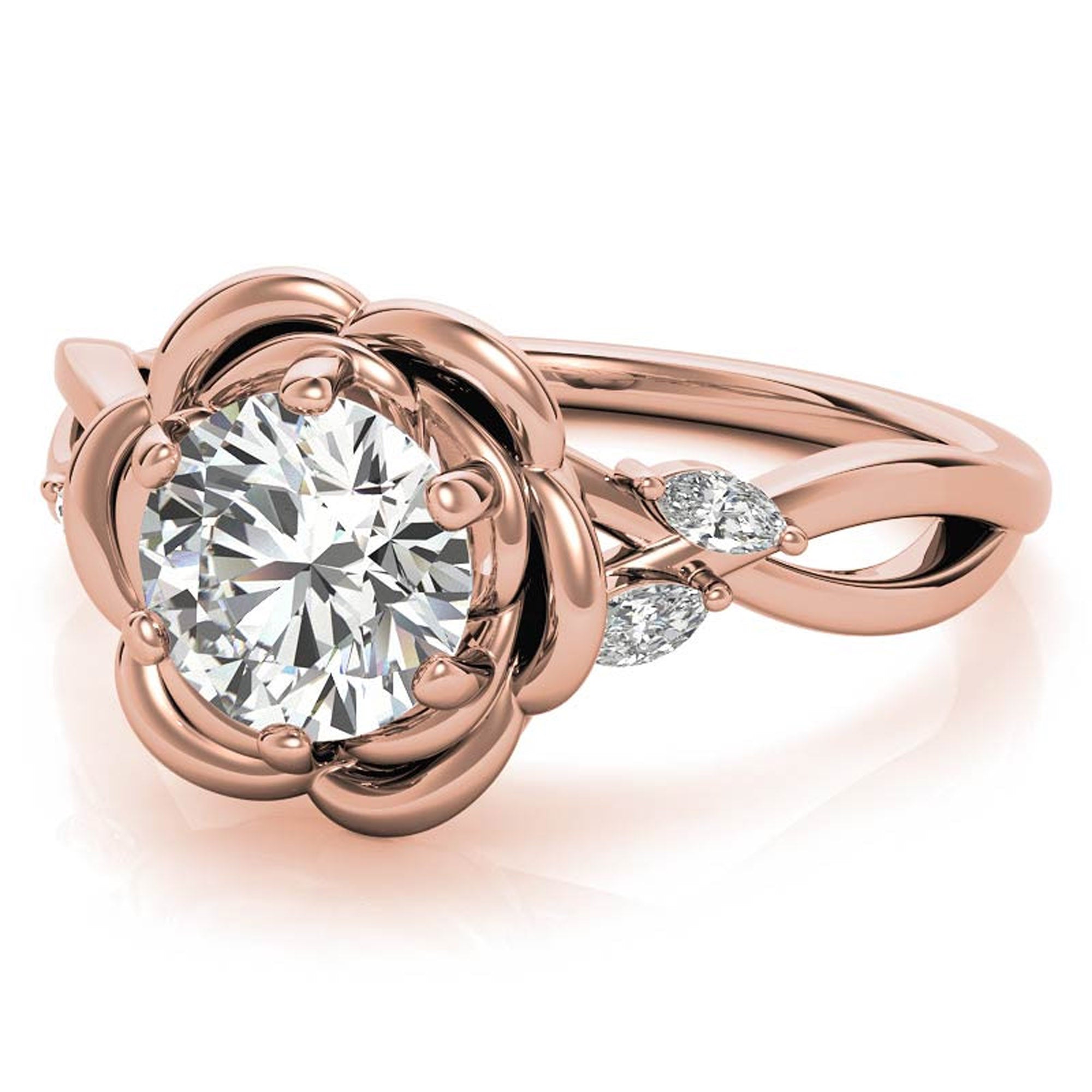 Split Shank Floral Engagement Ring