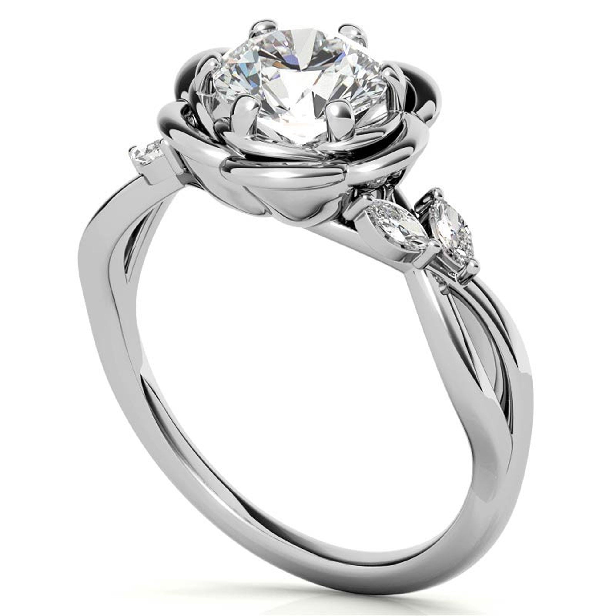 Split Shank Floral Engagement Ring