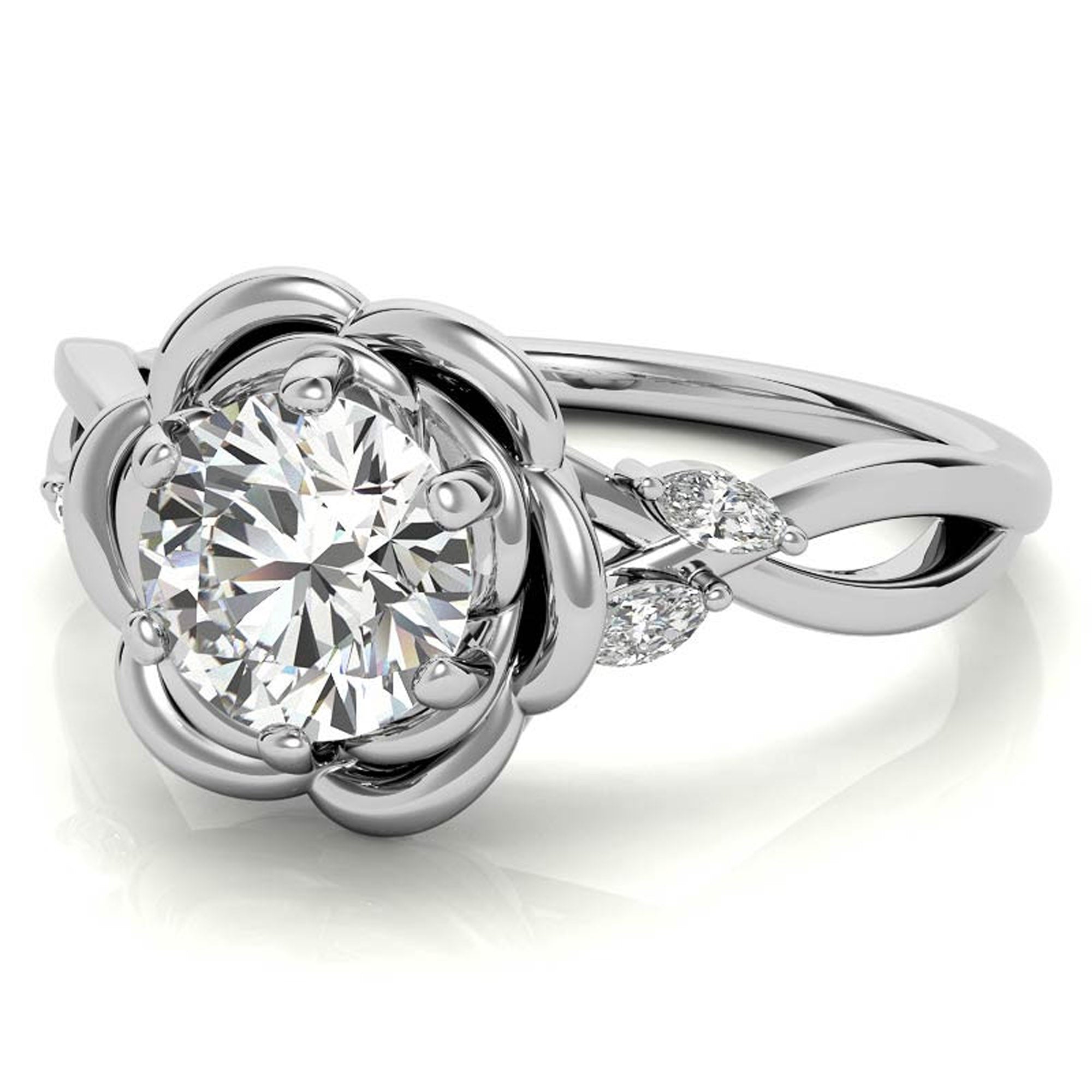 Split Shank Floral Engagement Ring