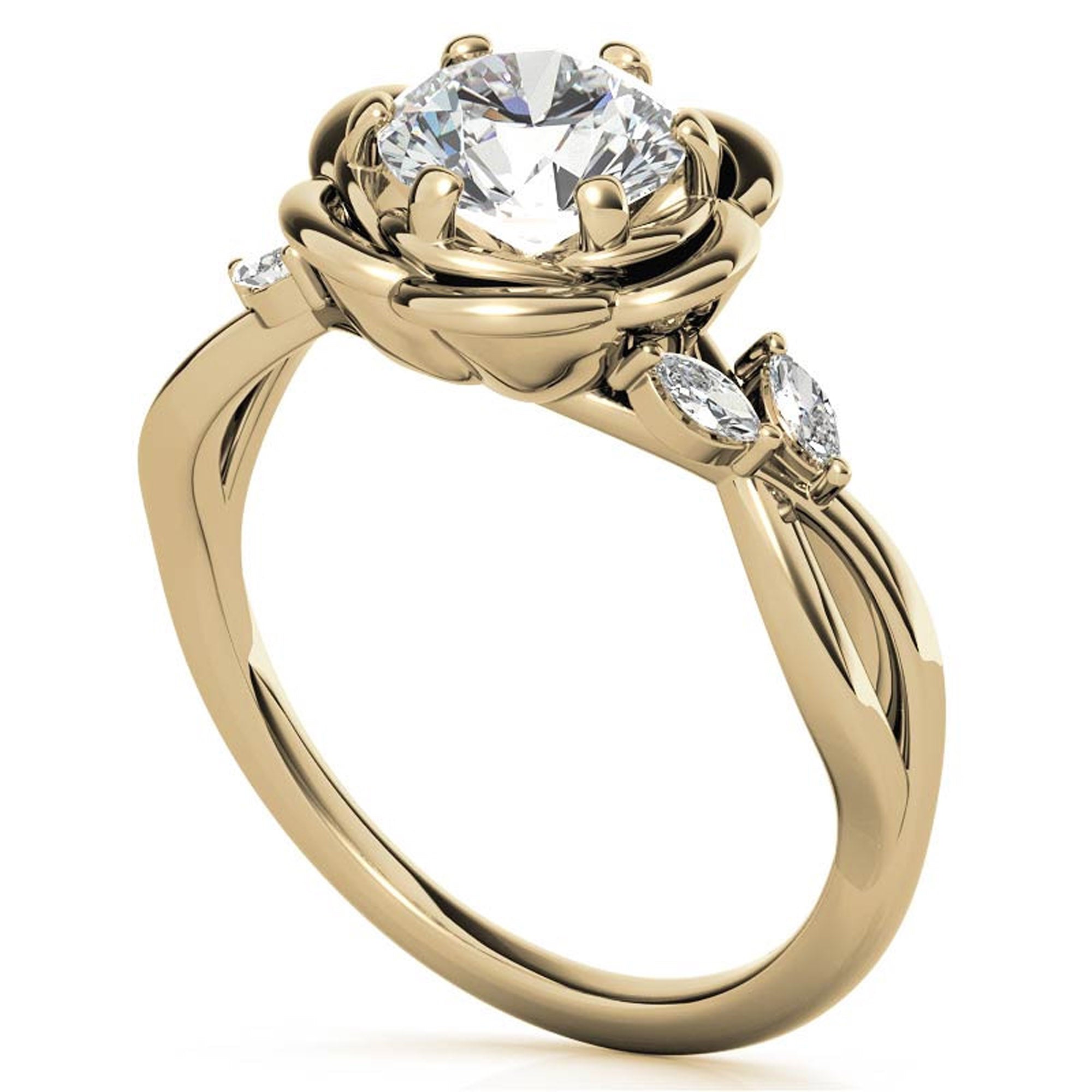 Split Shank Floral Engagement Ring