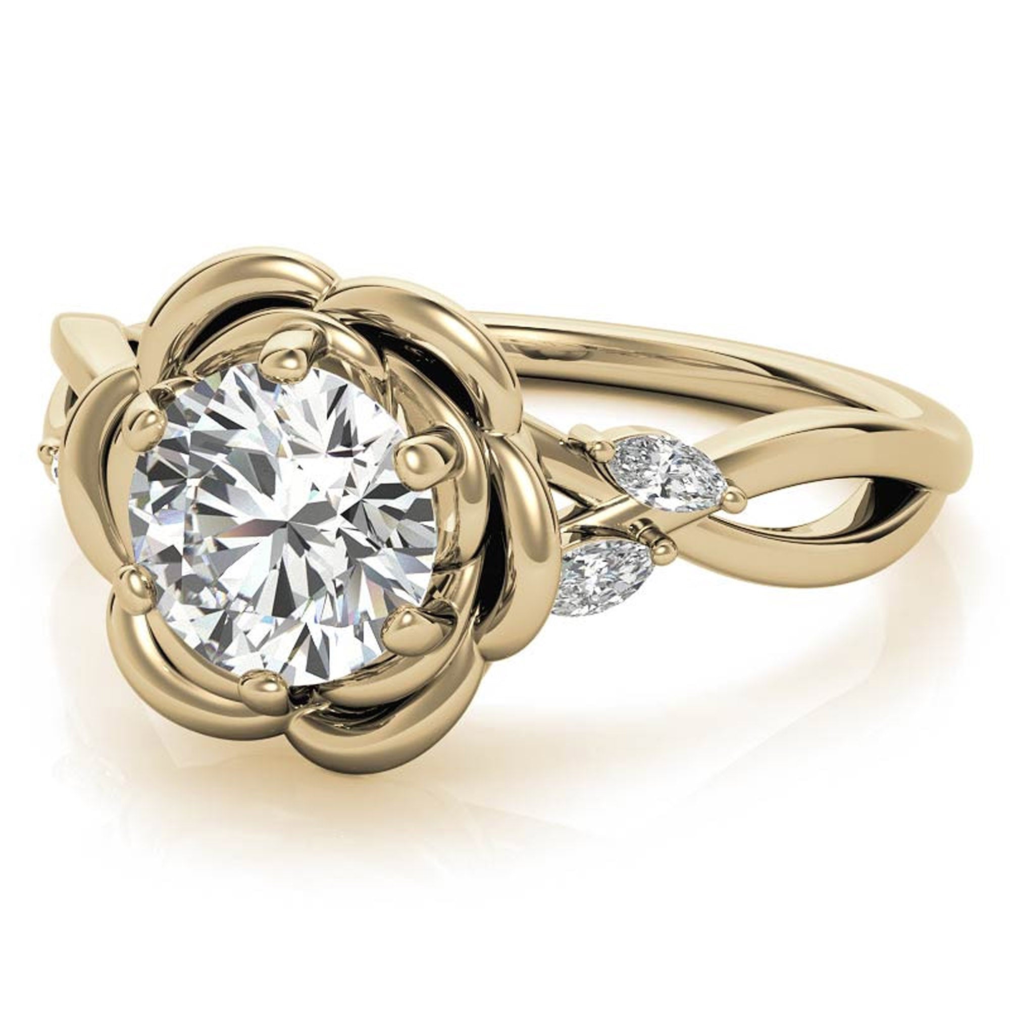 Split Shank Floral Engagement Ring