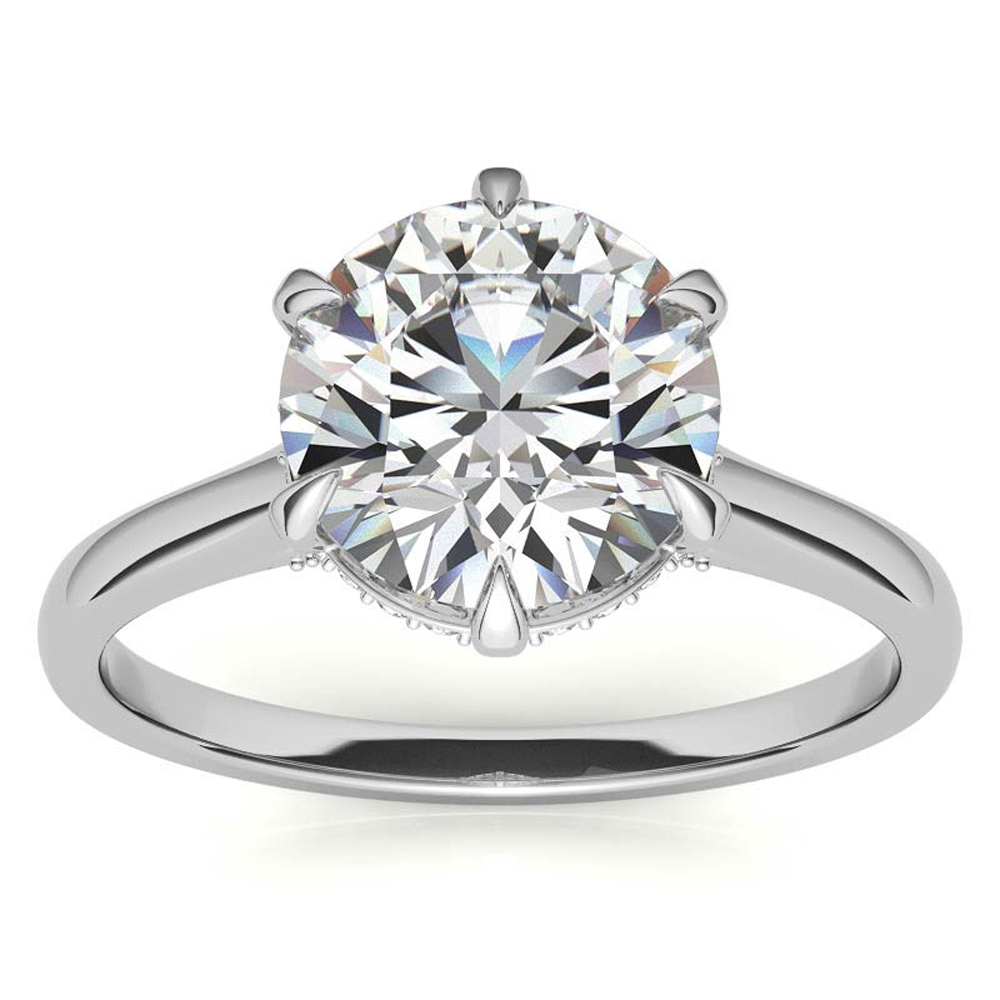 Hidden Halo White Gold Plated Ring