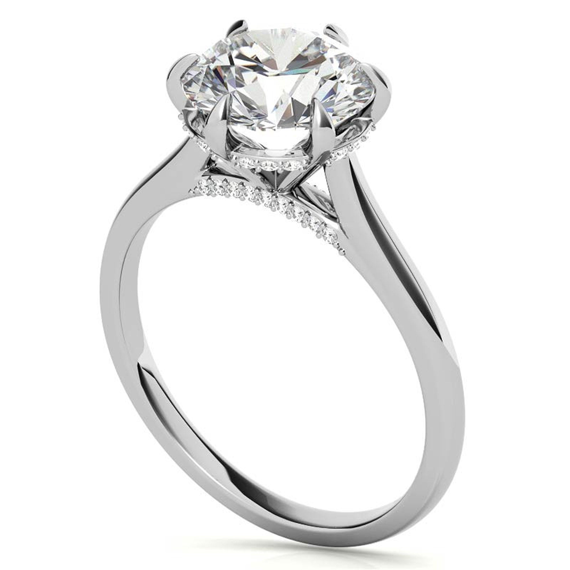 Hidden Halo White Gold Plated Ring