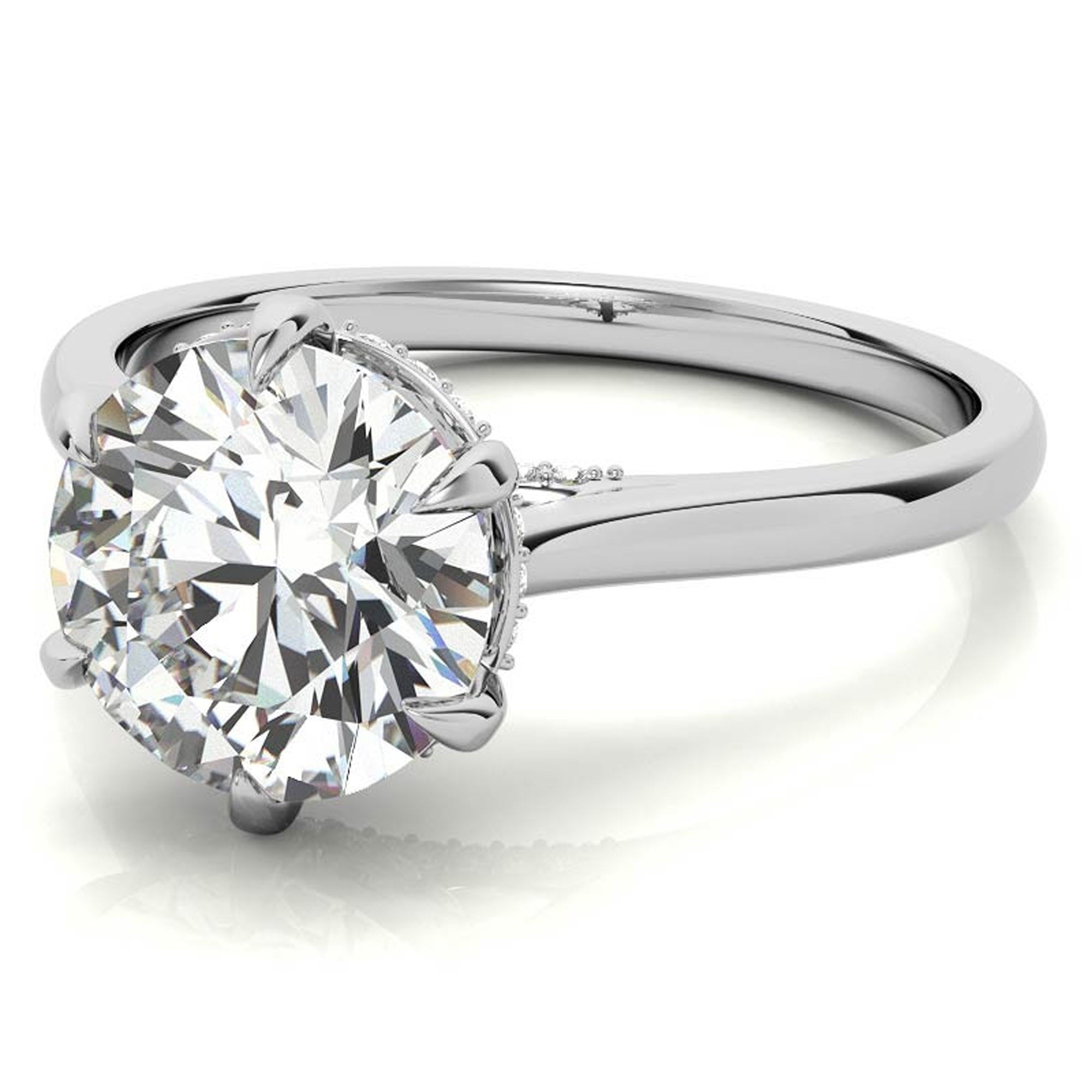 Hidden Halo White Gold Plated Ring