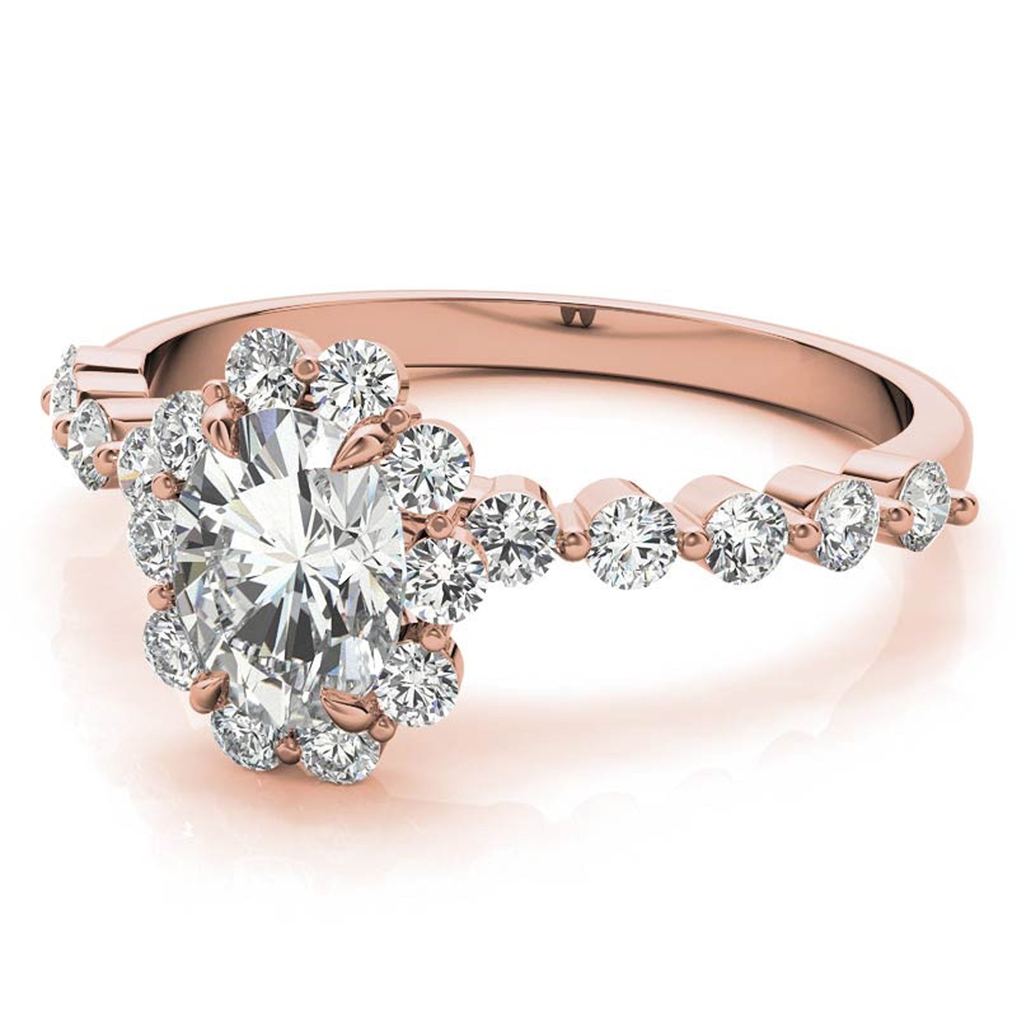 Rose Gold Oval Halo Ring