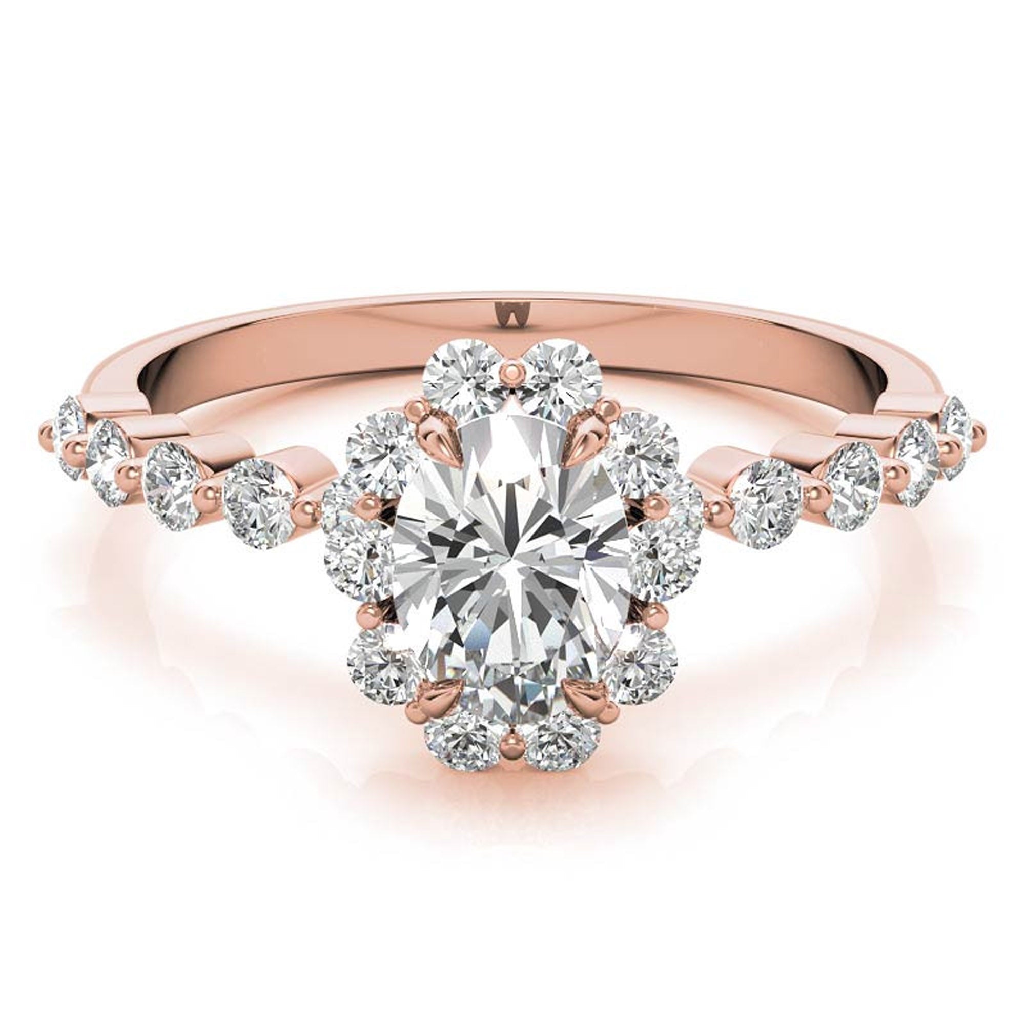 Rose Gold Oval Halo Ring