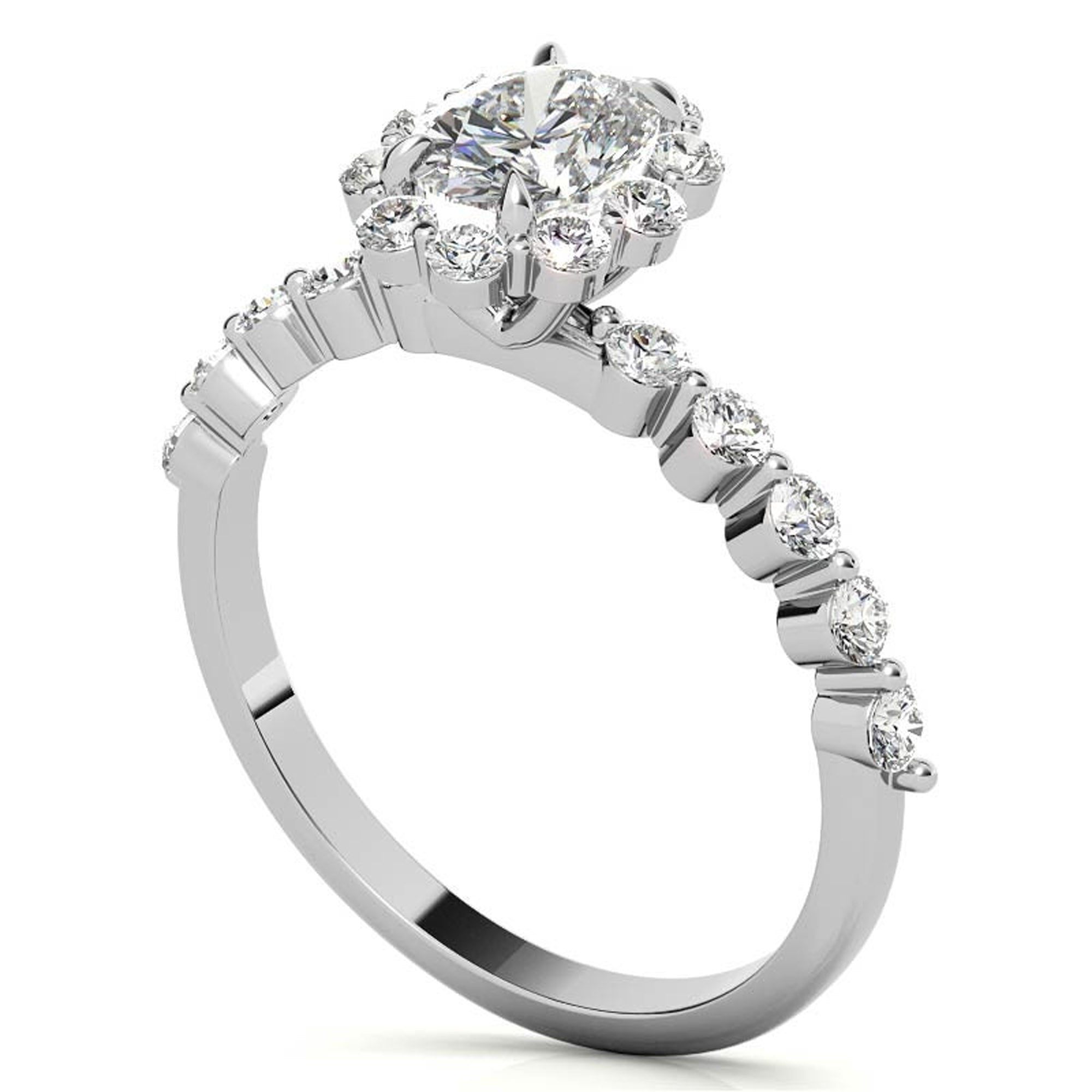 Sterling Silver Oval Halo Ring