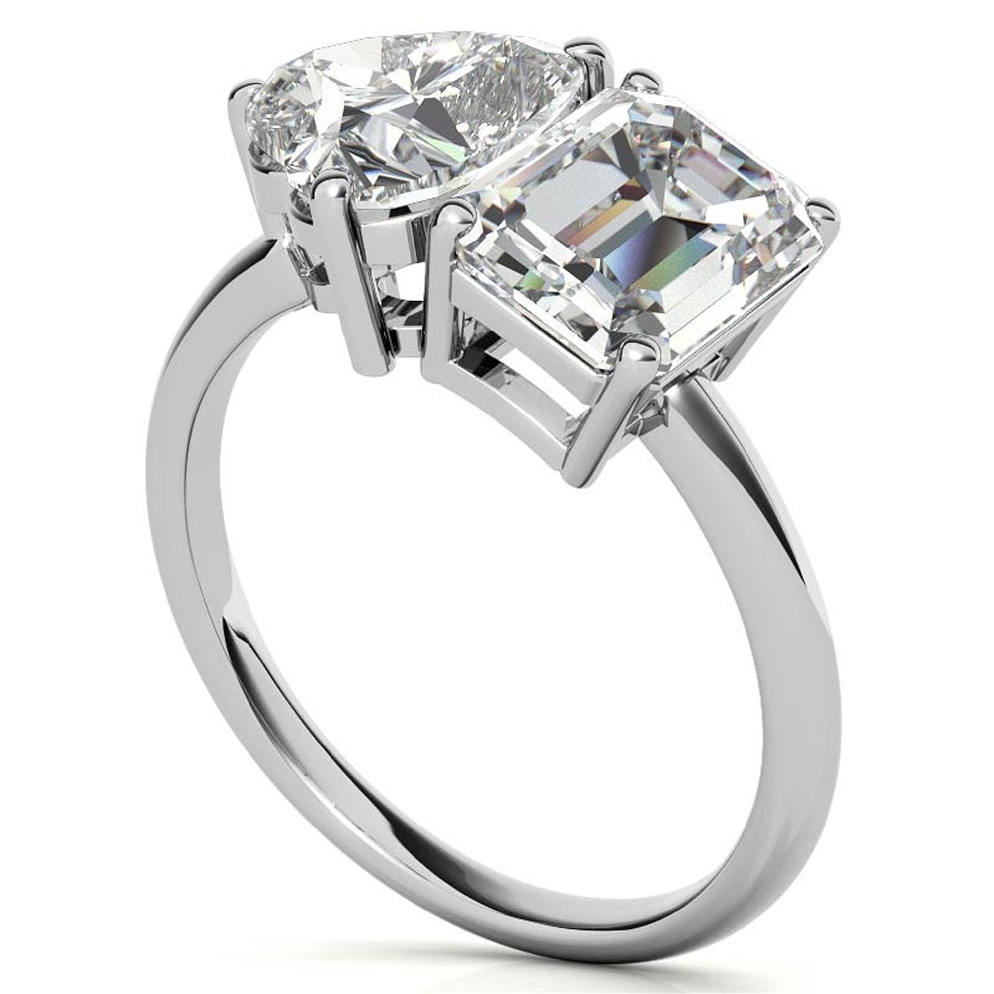 Heart and Emerald Cut Ring