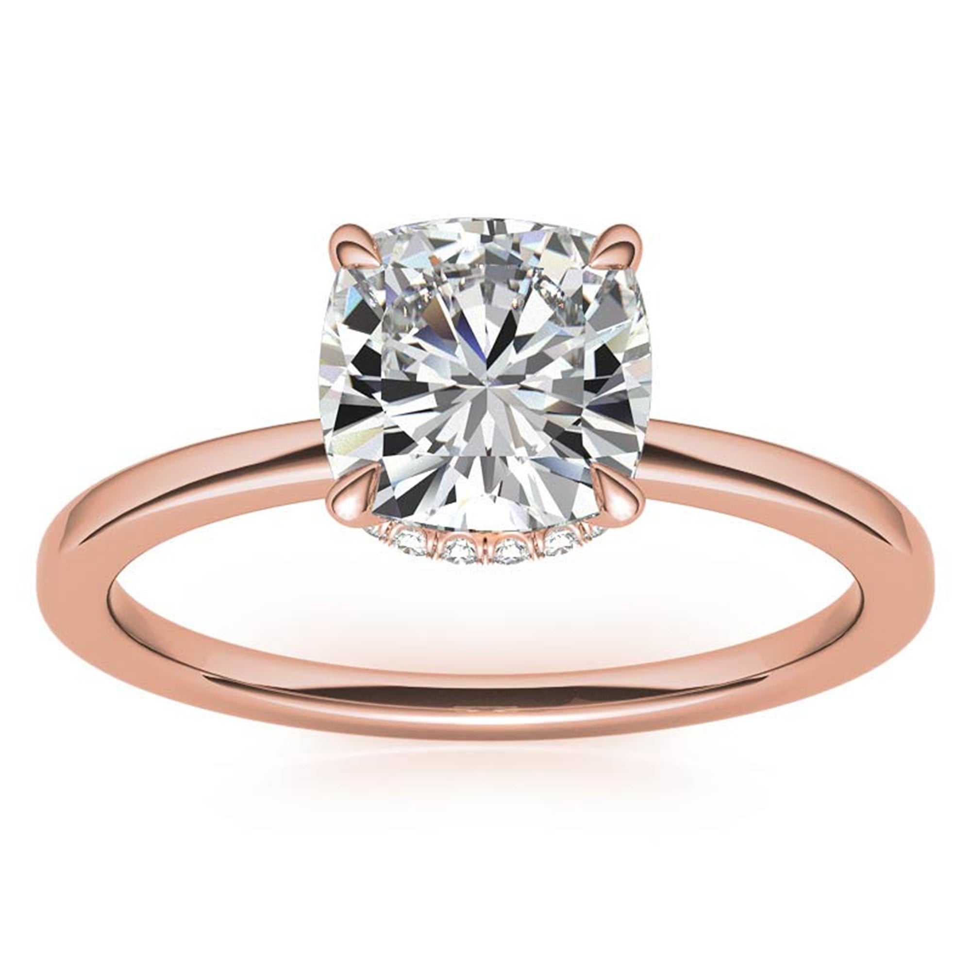 Cushion Cut Rose Gold Adjustable Sterling Silver Chic Diamond Engagement Ring For Women