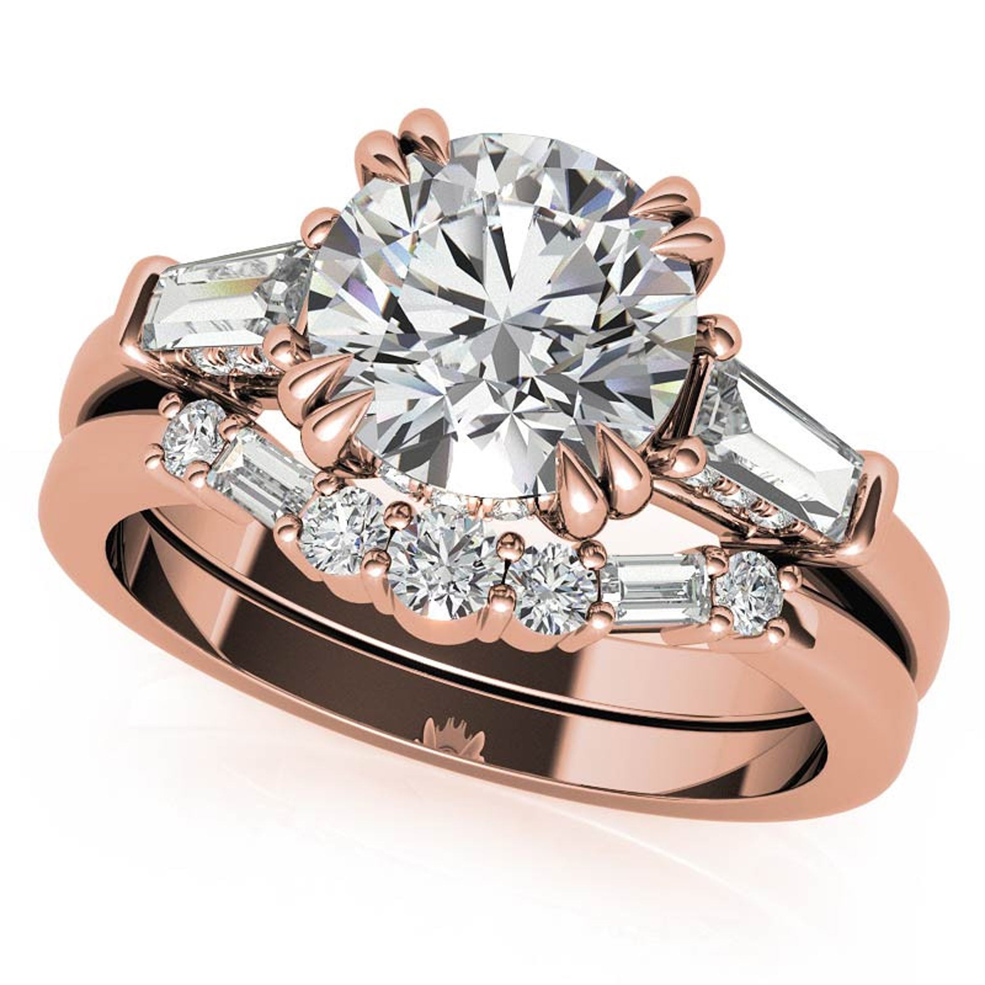 Rose Gold Diamond Stackable Ring Set