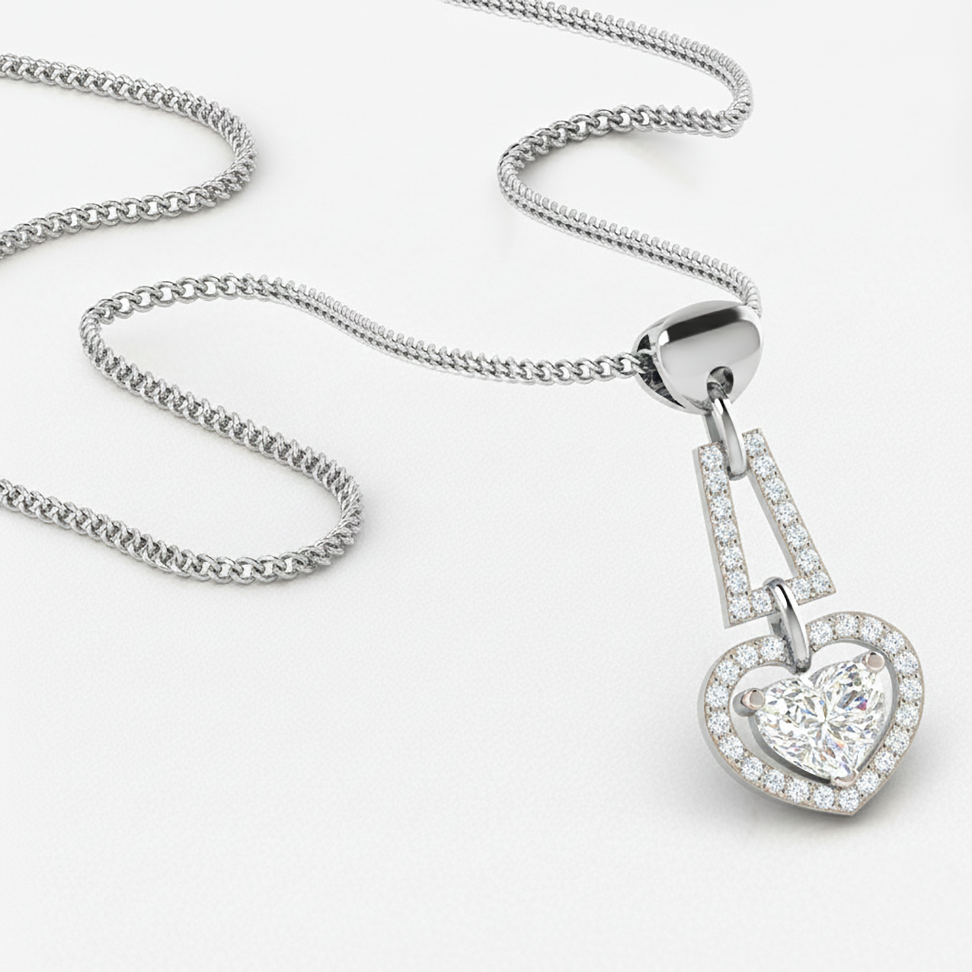 White Gold Dual Heart Pendant