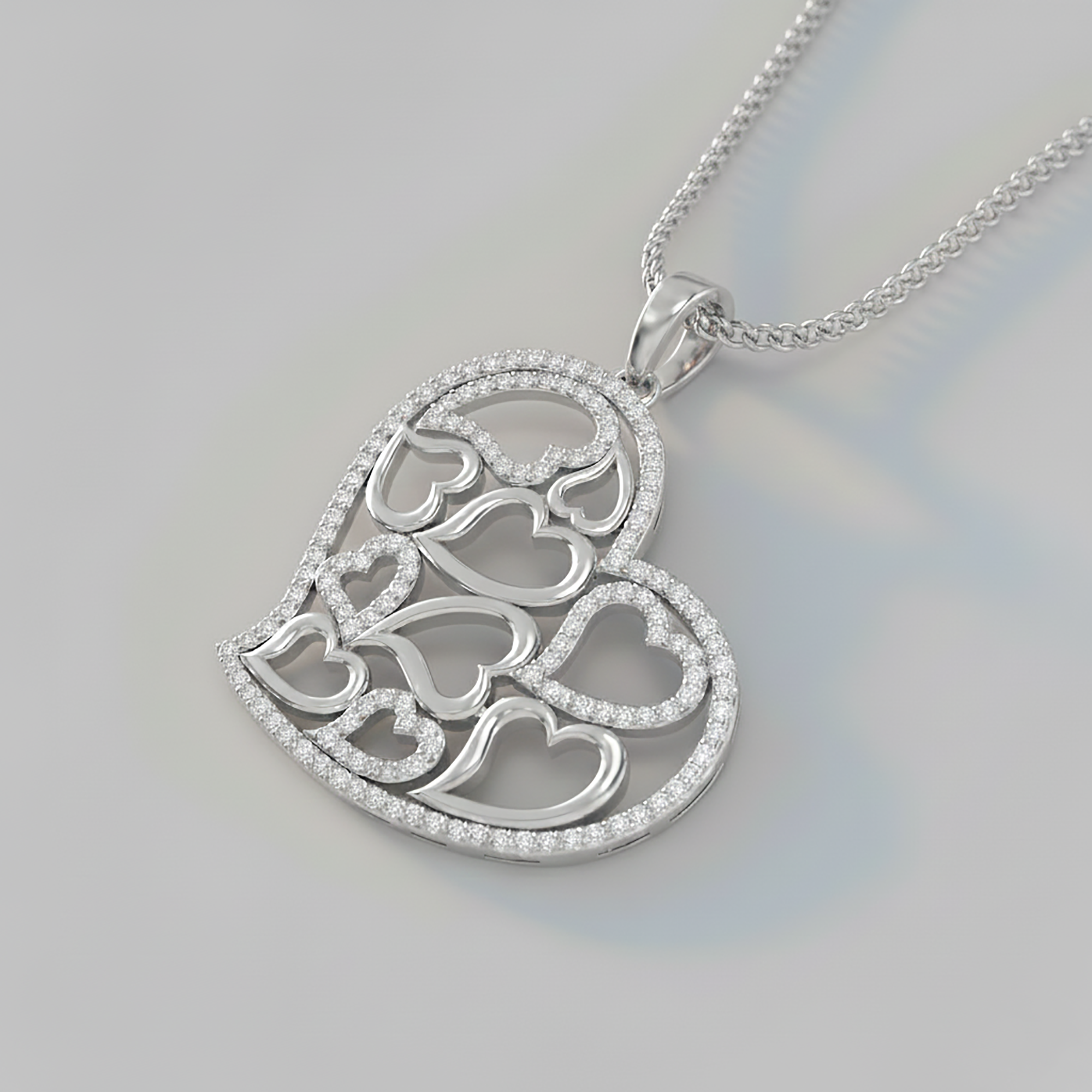White Gold Multi Heart Pendant