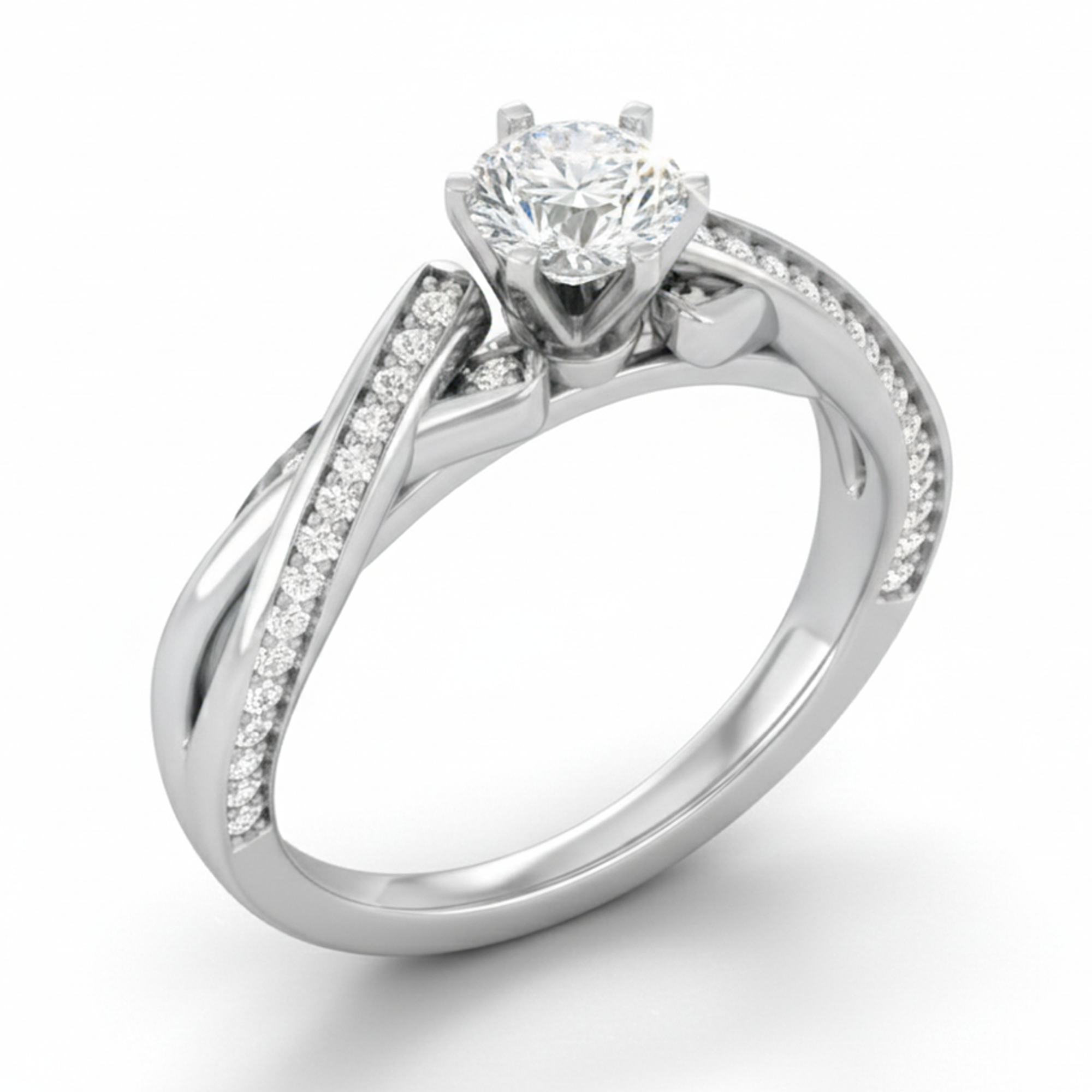 Crisscross Diamond Engagement Ring
