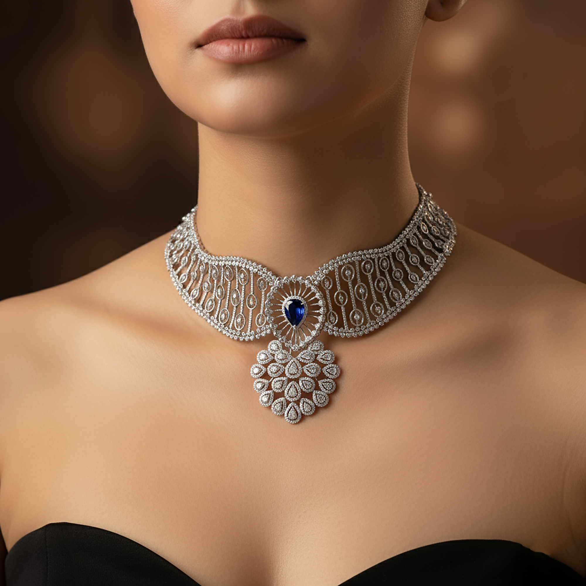 Glamorous Sapphire and Diamond Choker