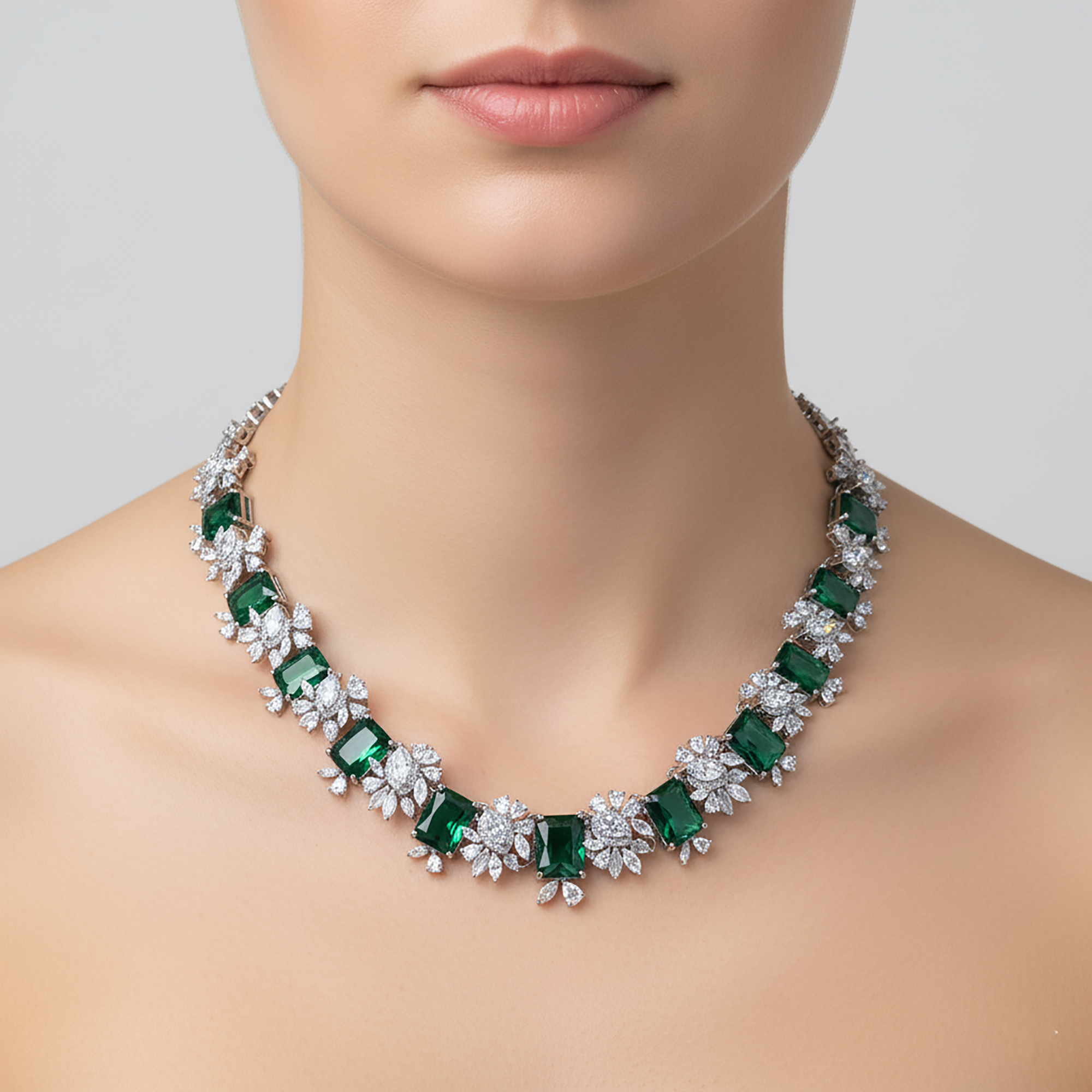 Emerald Statement Necklace with Diamonds