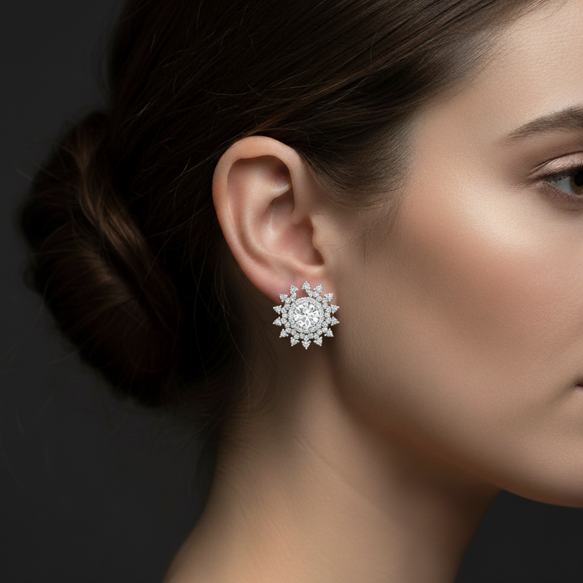 Floral Stud Earrings in Sterling Silver