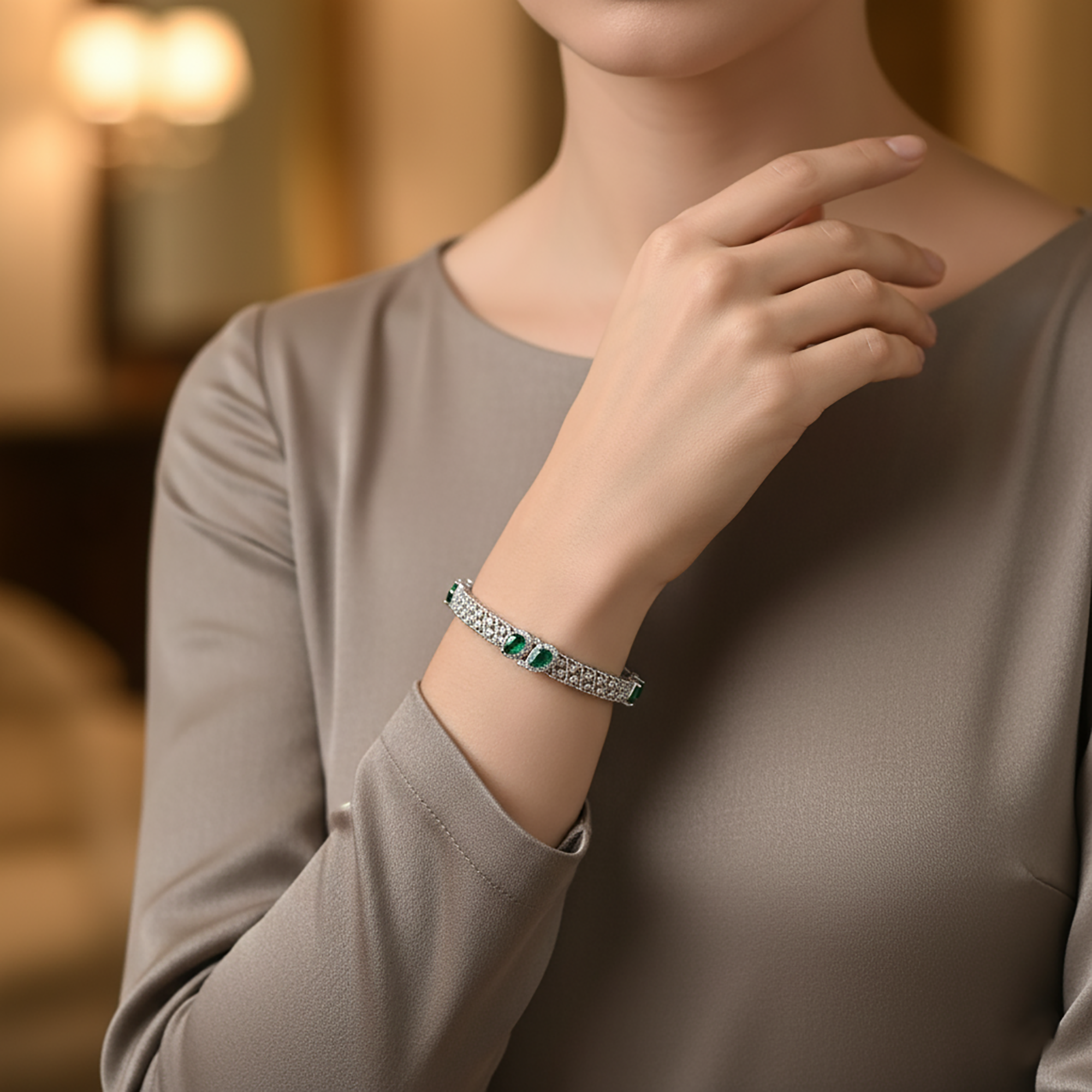 Paraiba Halo Twisted Design Bracelet