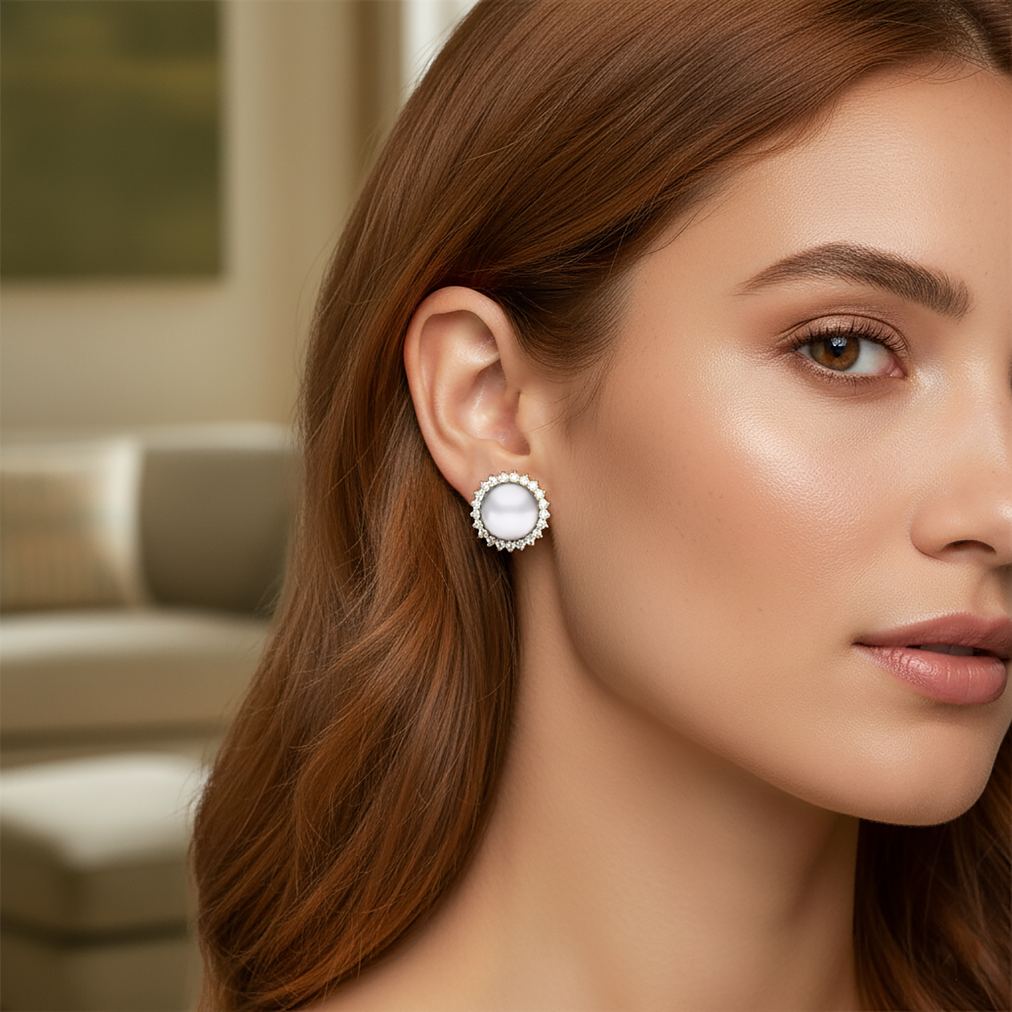 Pearl Halo Design Earrings