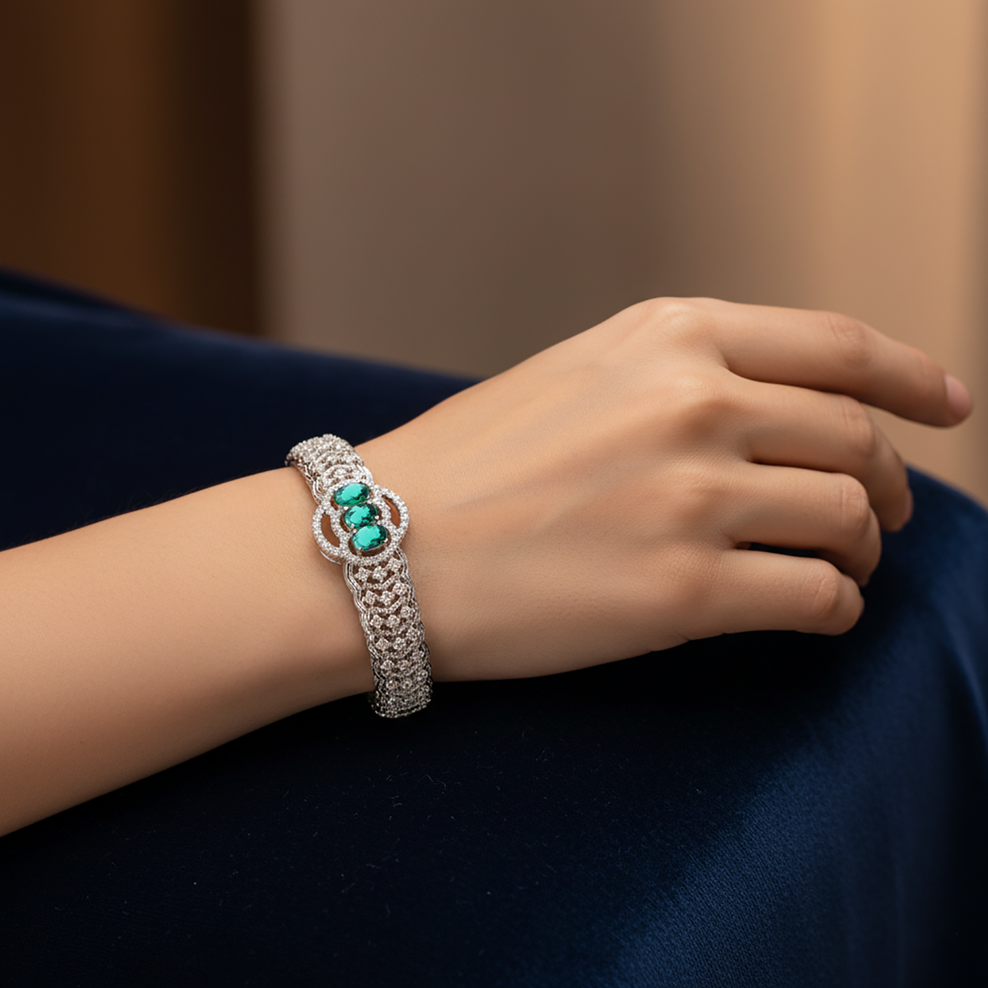 White Gold Paraiba Stone Bracelet