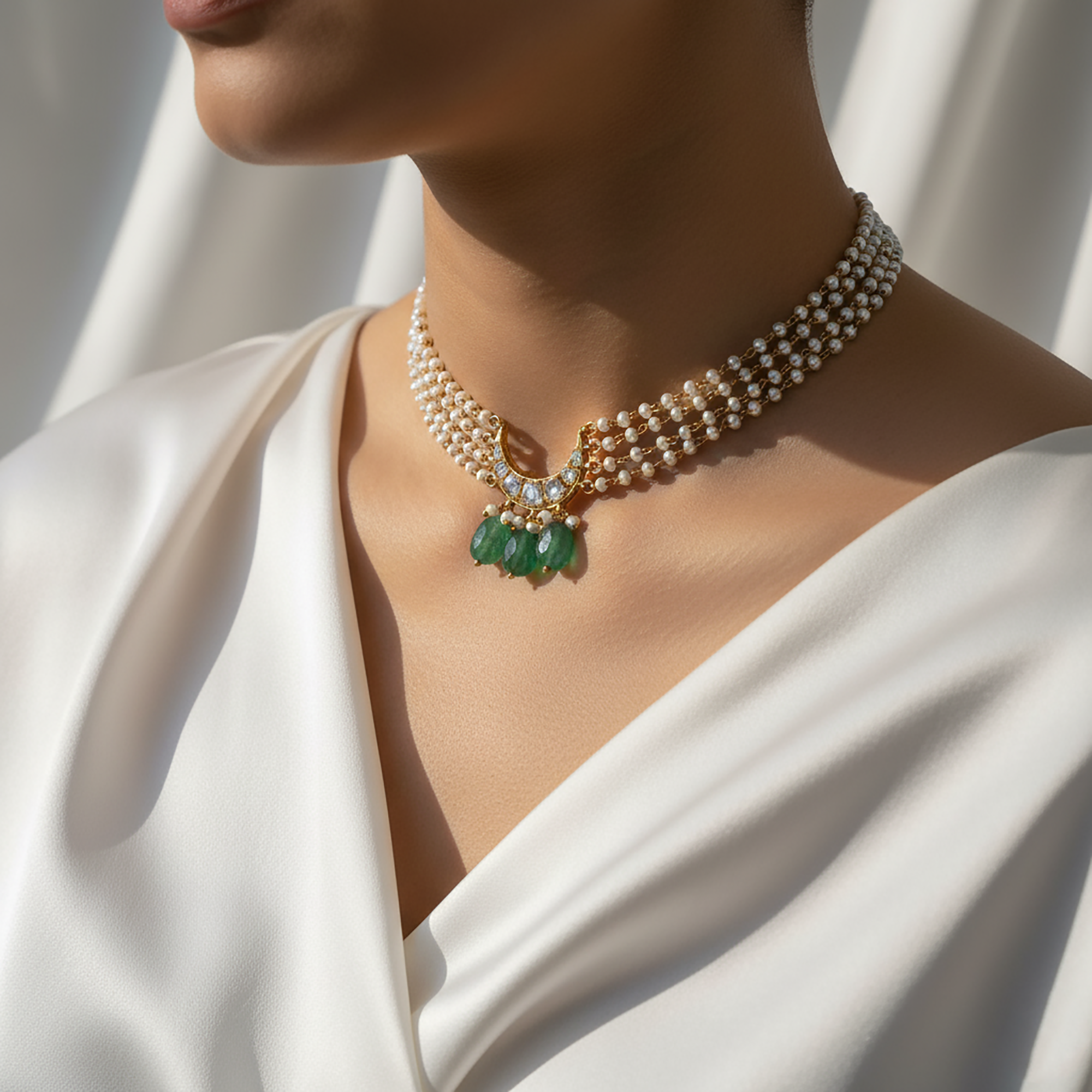 Crescent Moon Pearl Necklace