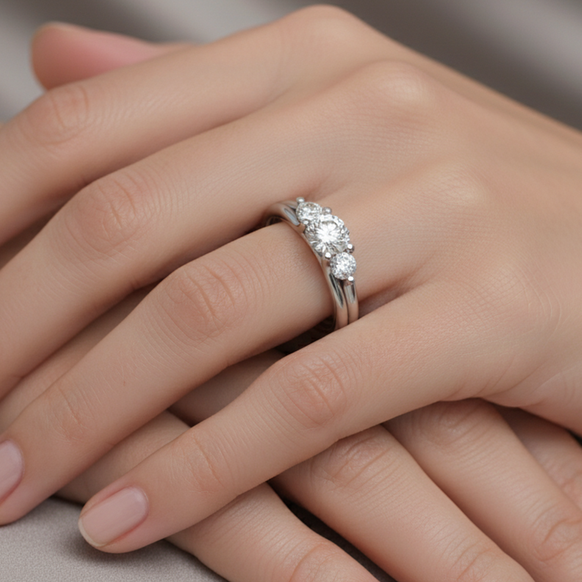 Elegant Three Stone Adjustable Ring