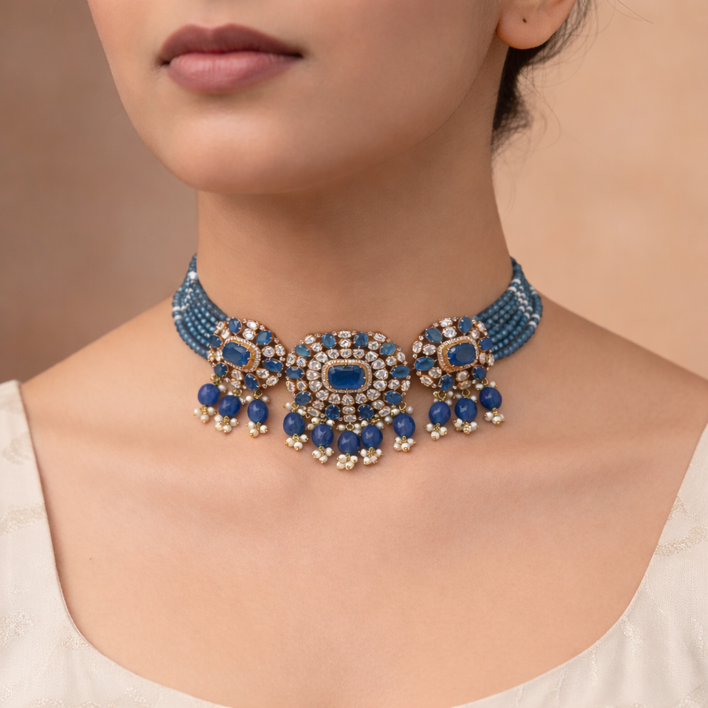 Royal Blue Sapphire Bridal Choker