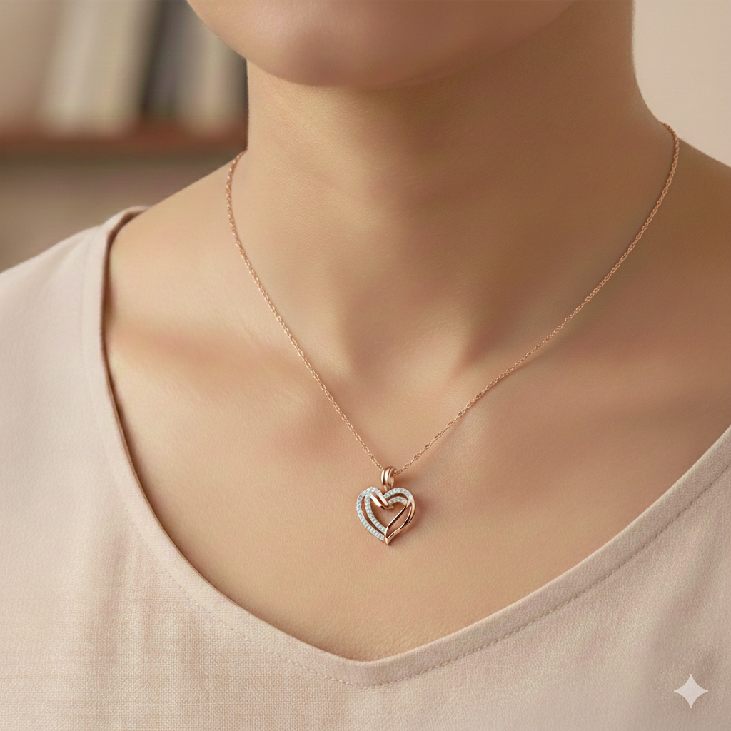 Twined Heart Rose Gold Pendant