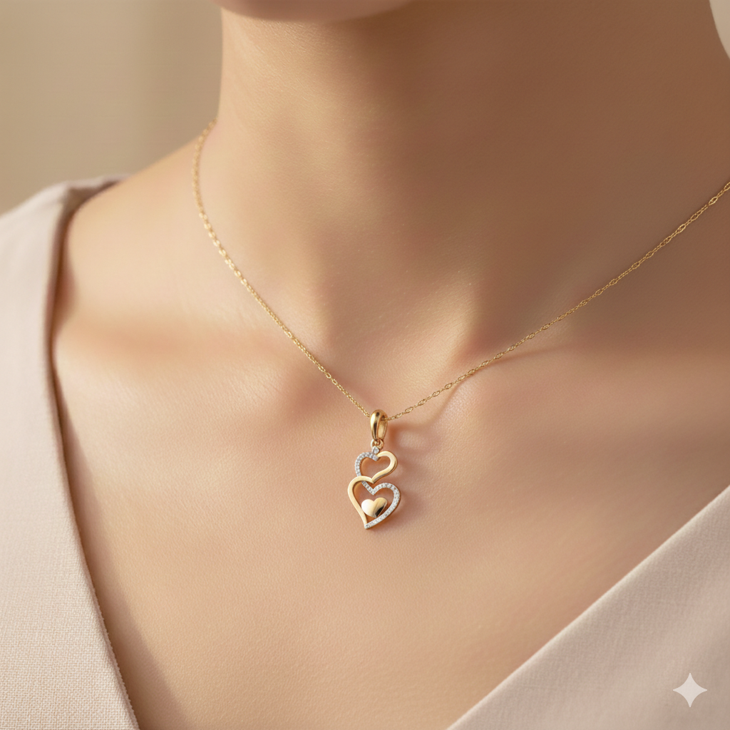 Gold Plated Triple Heart Pendant