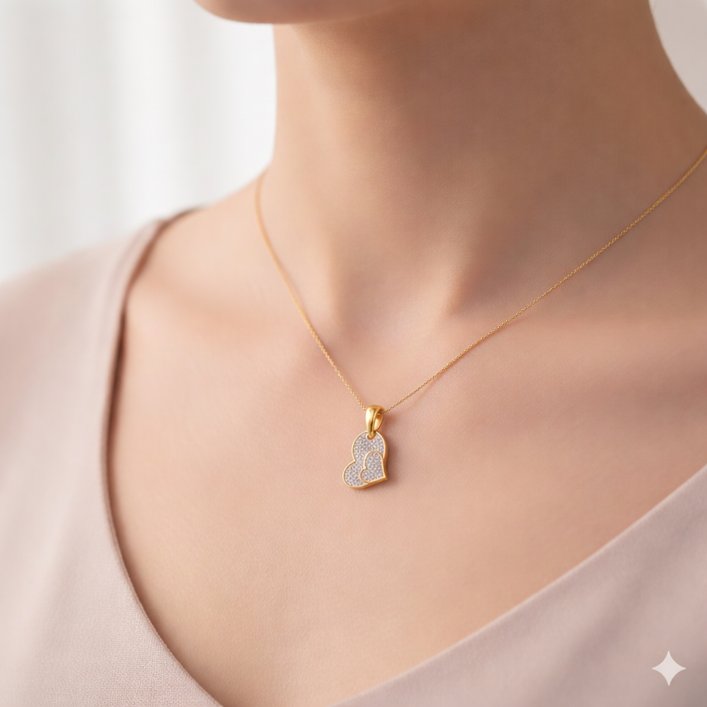 Gold Plated Double Heart Pendant