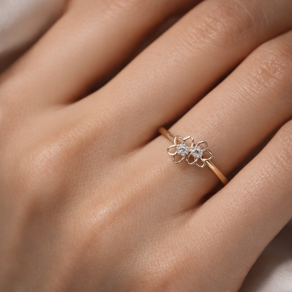 Elegant Dual Flower Diamond Ring