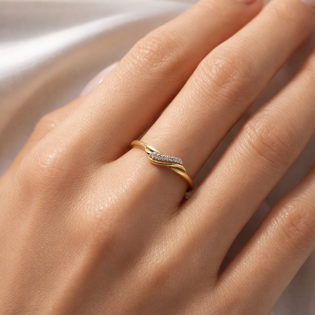 Gold Plated Wave Diamond Ring