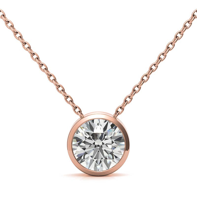 Rose Gold Plated Round Solitaire Pendant