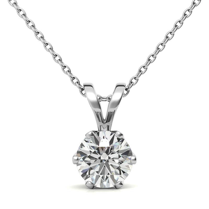 White Gold Plated Solitaire Pendant