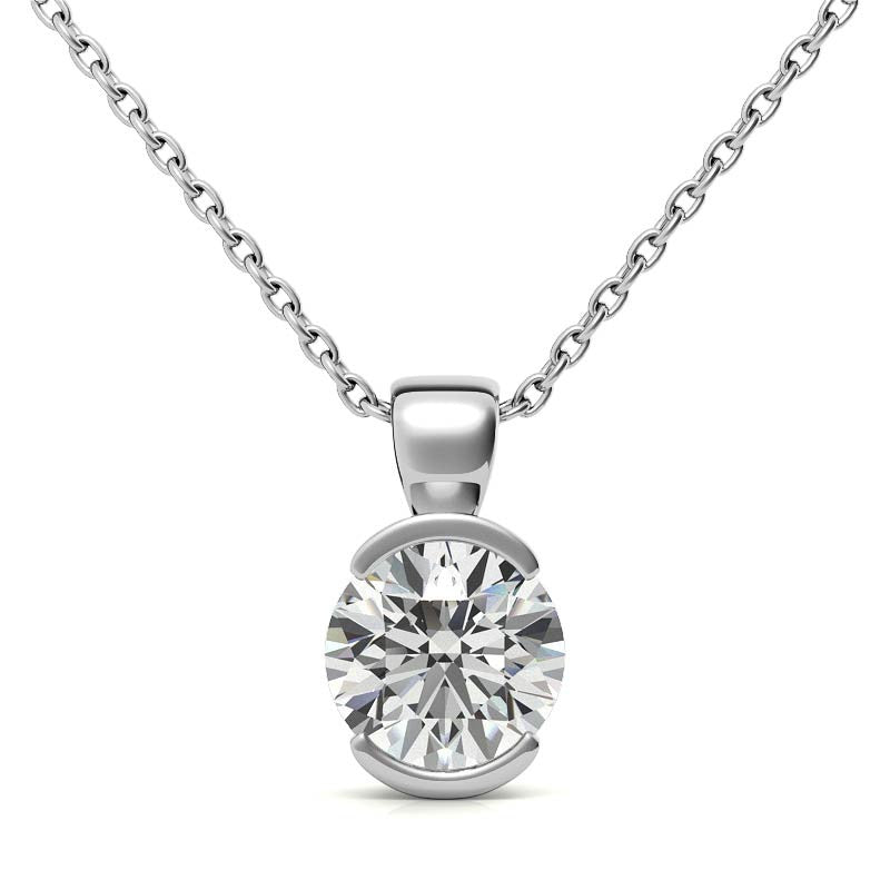 Round Cut Half Bezel Pendant