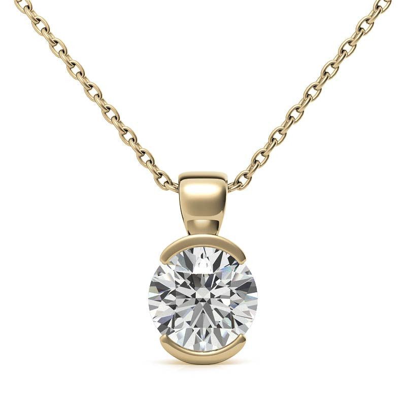 Yellow Gold Plated Half Bezel Pendant