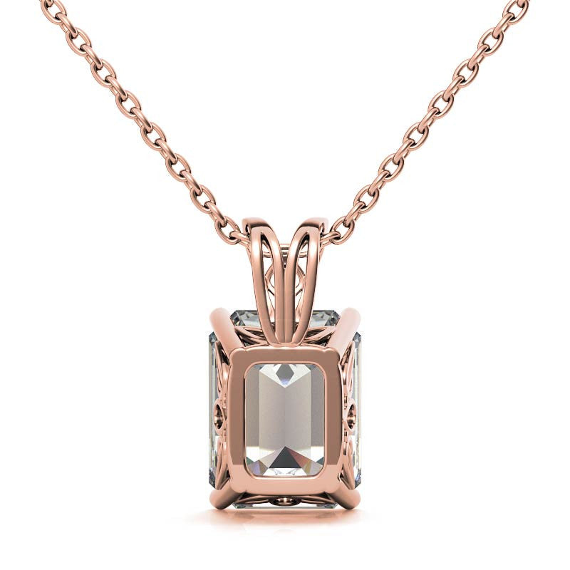 Minimalist Emerald Cut Rose Gold Solitaire Pendant