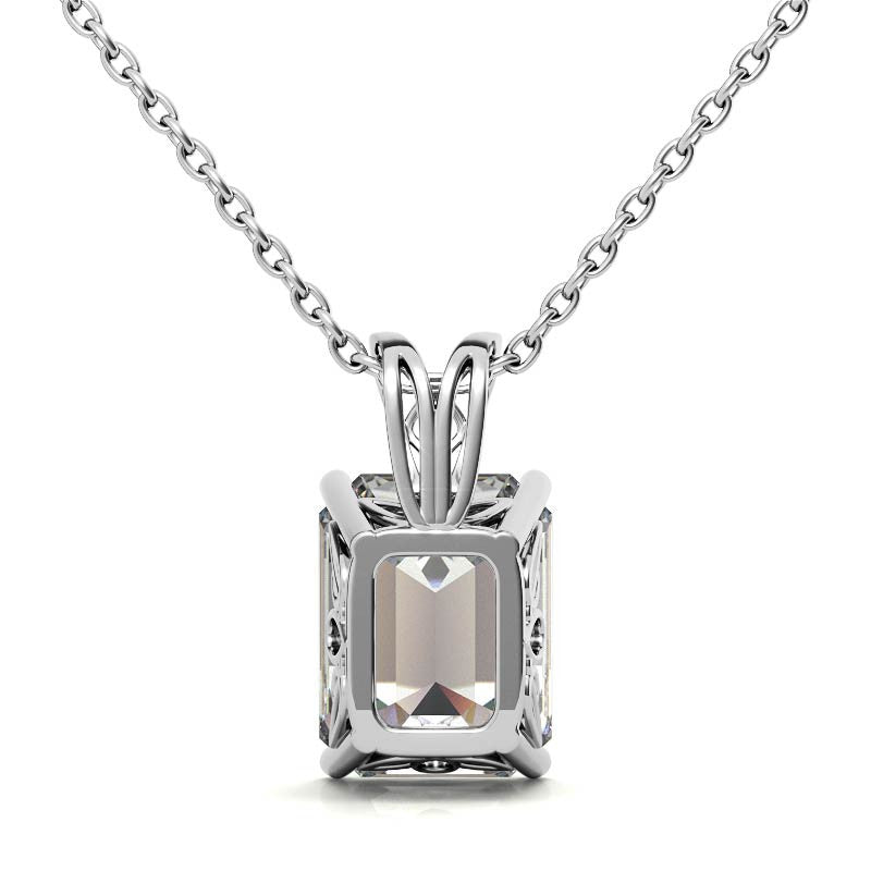 Minimalist Emerald Cut White Gold Solitaire Pendant